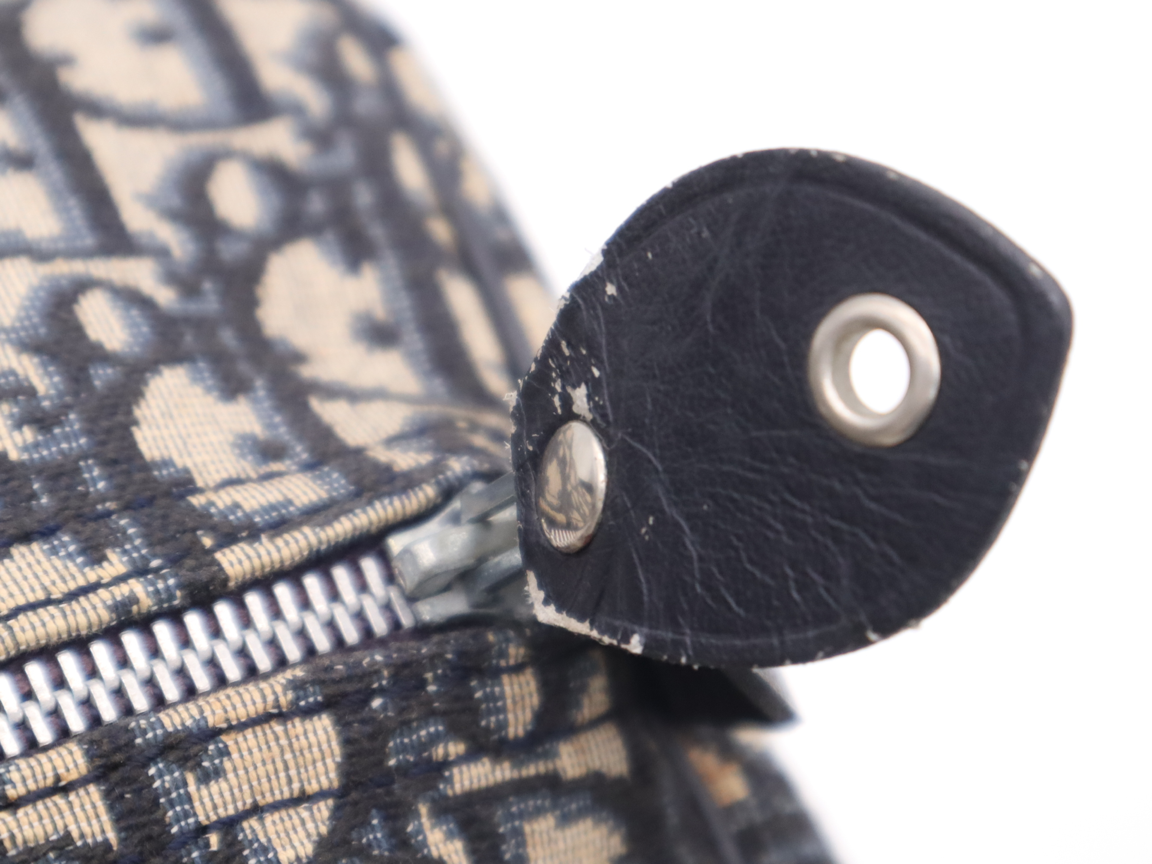 Canvas x Leather Trotter Navy Boston Bag with Silver Hardware — view 12