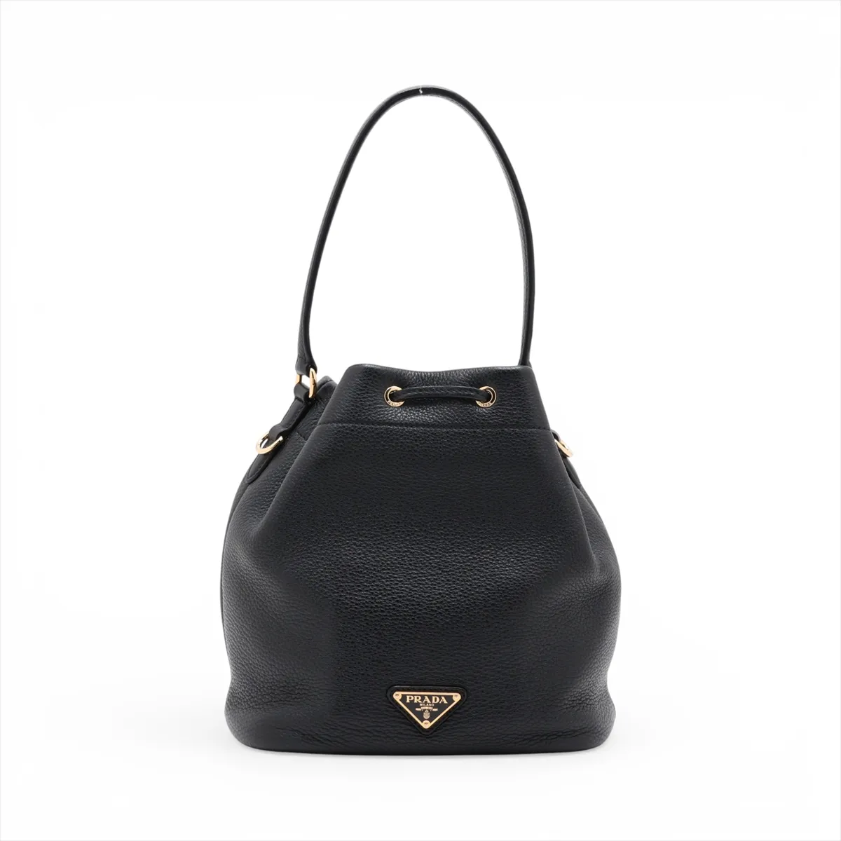 Vitello Daino Leather 2-Way Shoulder Bag, Black, 1BE018, Unsigned Guarantee Card — view 2