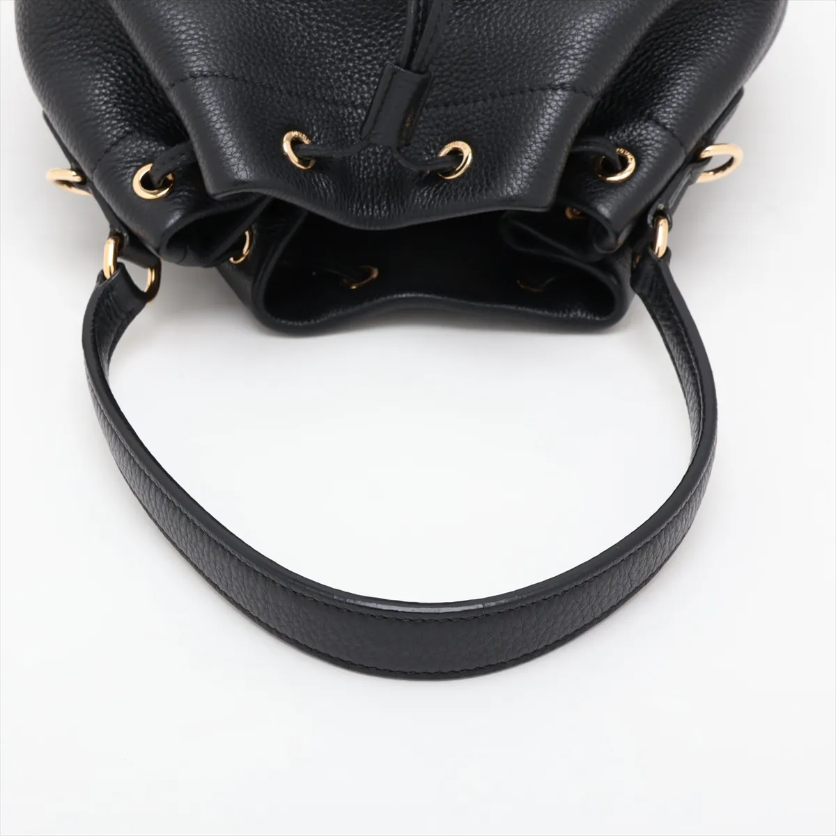 Vitello Daino Leather 2-Way Shoulder Bag, Black, 1BE018, Unsigned Guarantee Card — view 5
