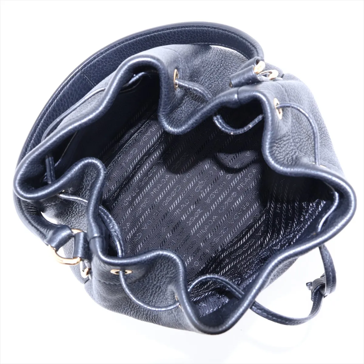 Vitello Daino Leather 2-Way Shoulder Bag, Black, 1BE018, Unsigned Guarantee Card — view 8