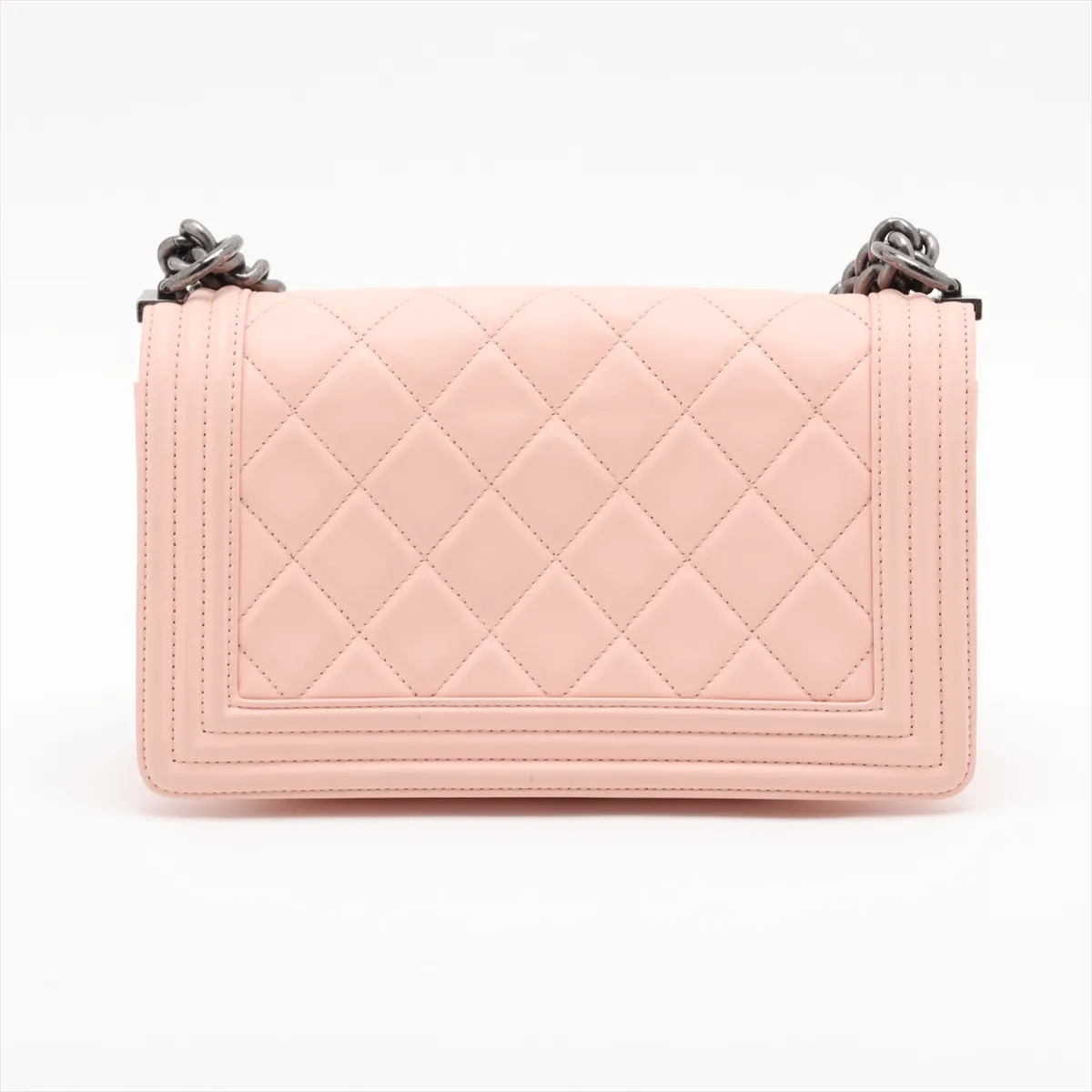 Boy Chanel 25 Lambskin Chain Shoulder Bag, Pink Beige, Gunmetal Hardware, 19258440, Serial Number 19-series, A67086 — view 2