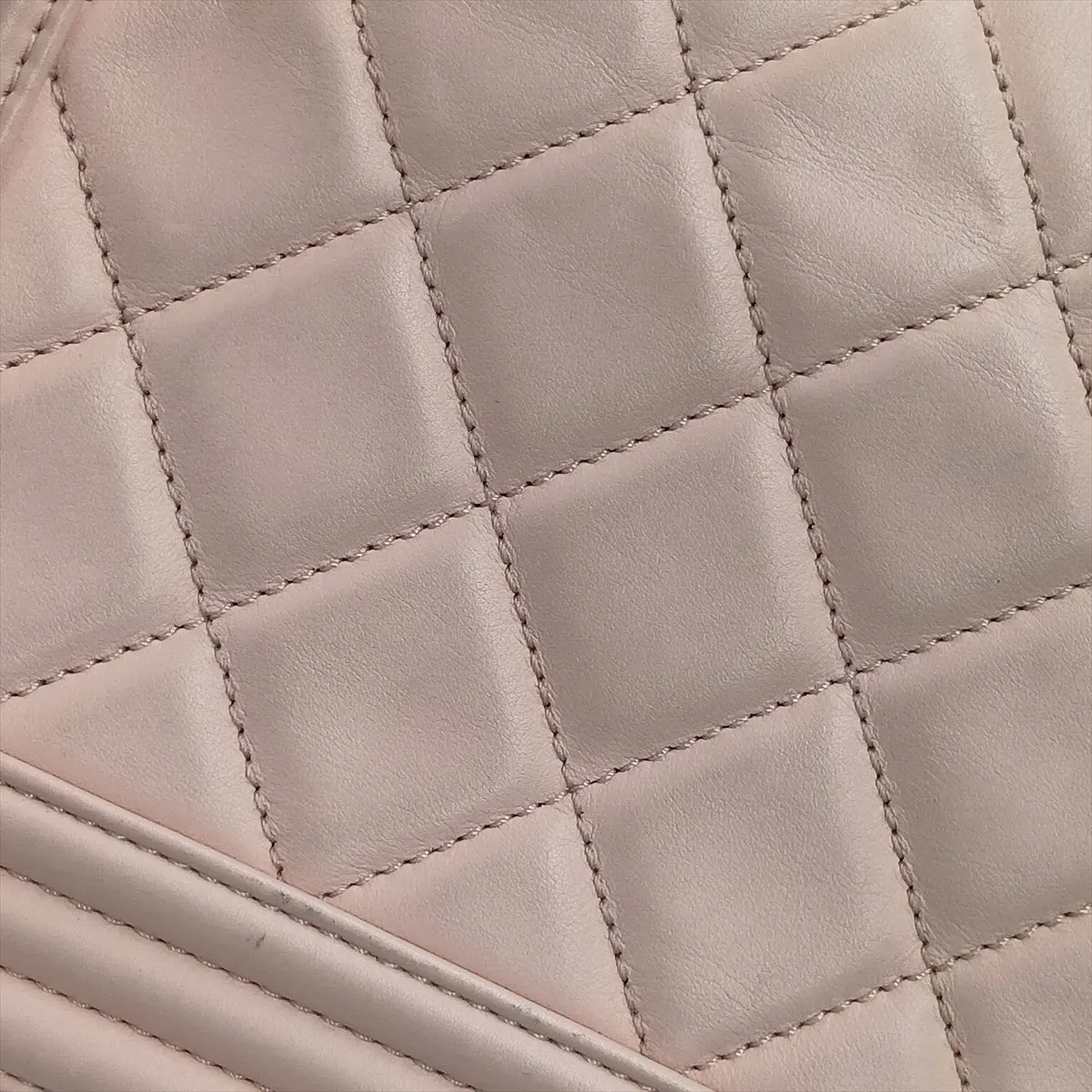 Boy Chanel 25 Lambskin Chain Shoulder Bag, Pink Beige, Gunmetal Hardware, 19258440, Serial Number 19-series, A67086 — view 12