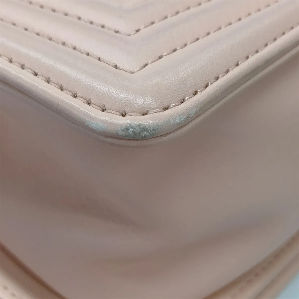 Boy Chanel 25 Lambskin Chain Shoulder Bag, Pink Beige, Gunmetal Hardware, 19258440, Serial Number 19-series, A67086 — view 13