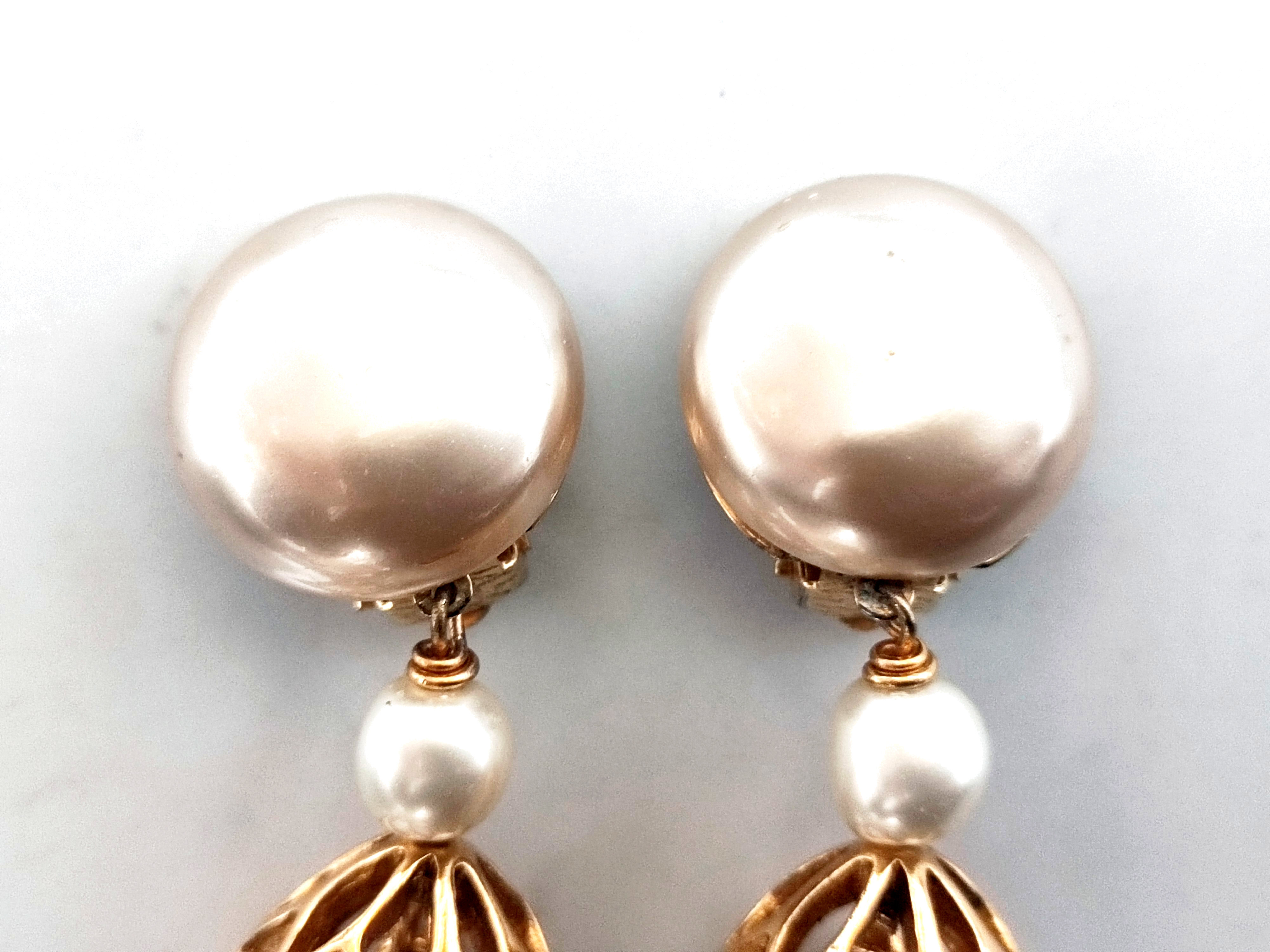 Birdcage Pearl 3 Row Swing Earrings — view 4