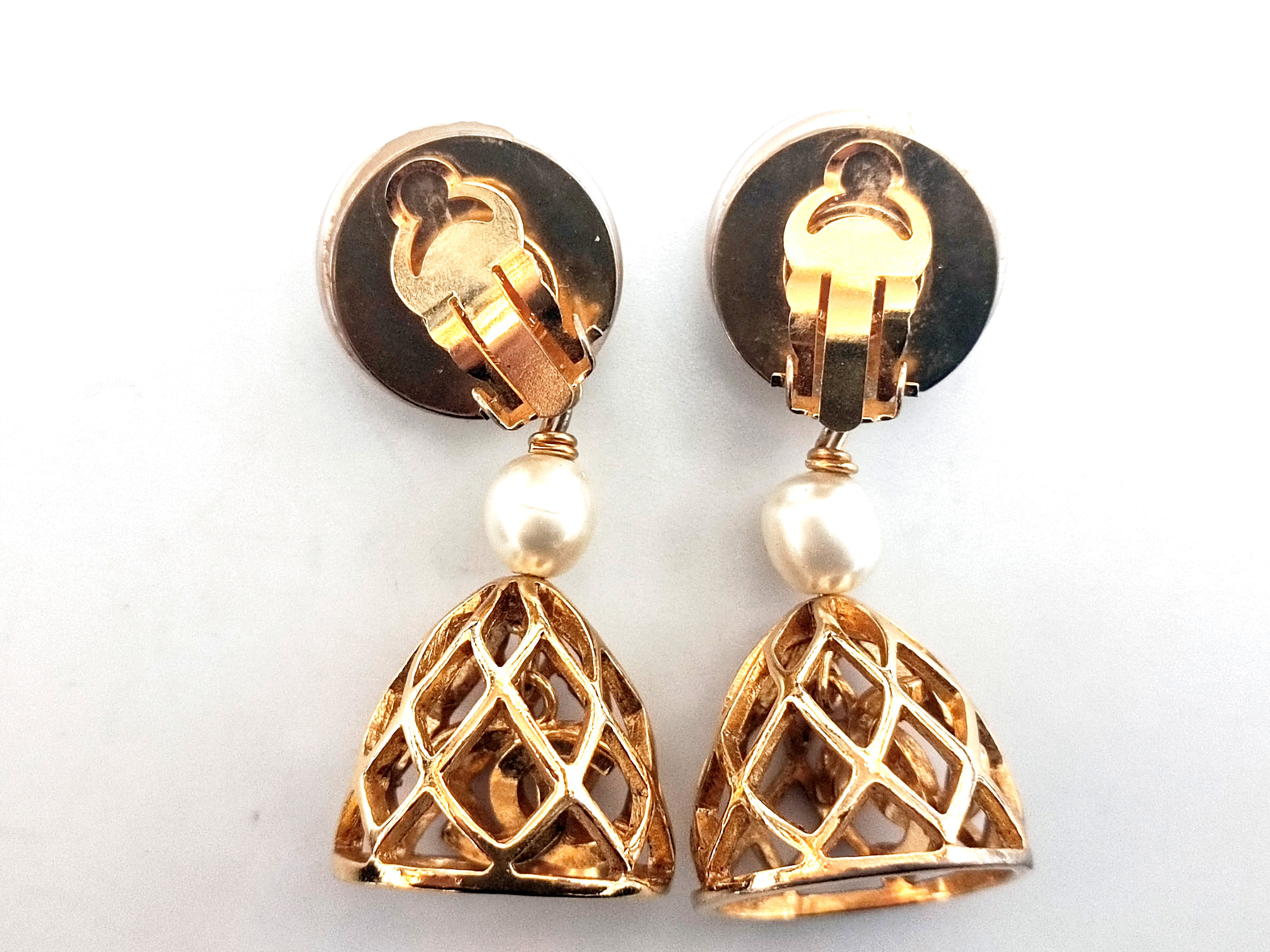 Birdcage Pearl 3 Row Swing Earrings — view 6