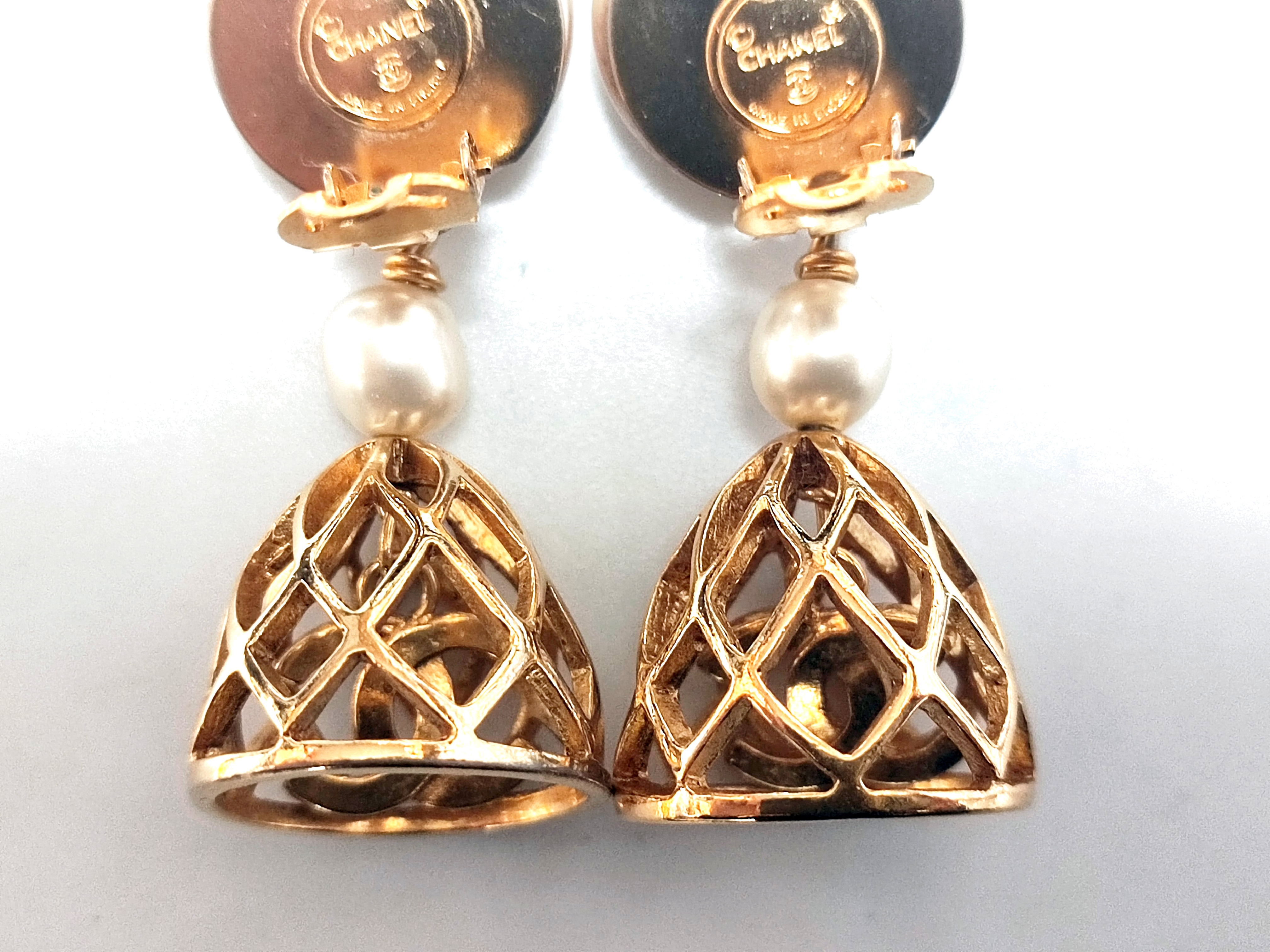 Birdcage Pearl 3 Row Swing Earrings — view 8