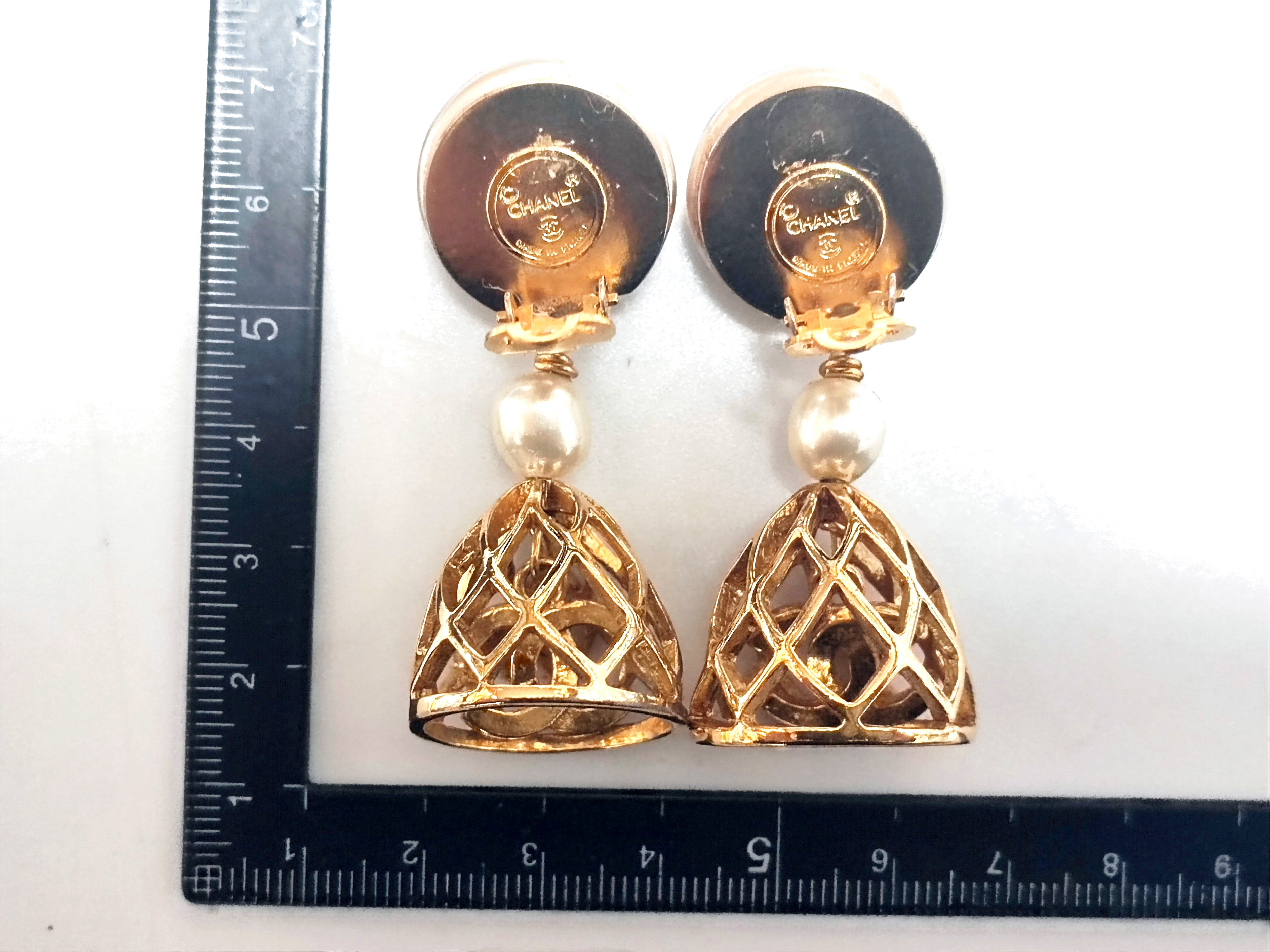 Birdcage Pearl 3 Row Swing Earrings — view 9