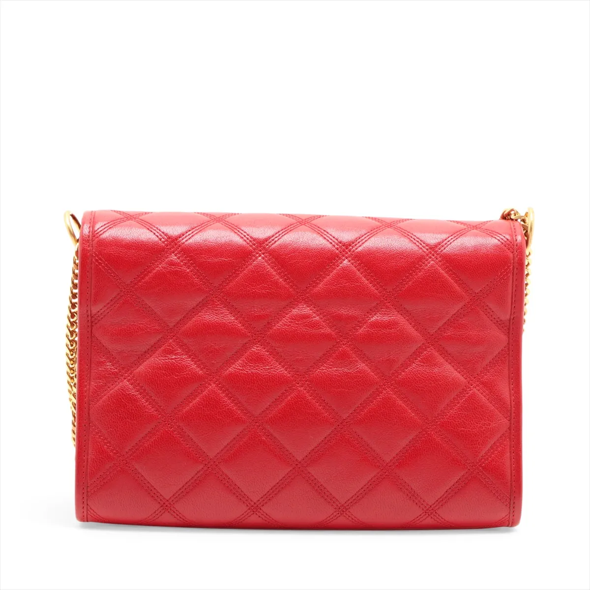 Leather Chain Shoulder Bag, Red, 650769 — view 2