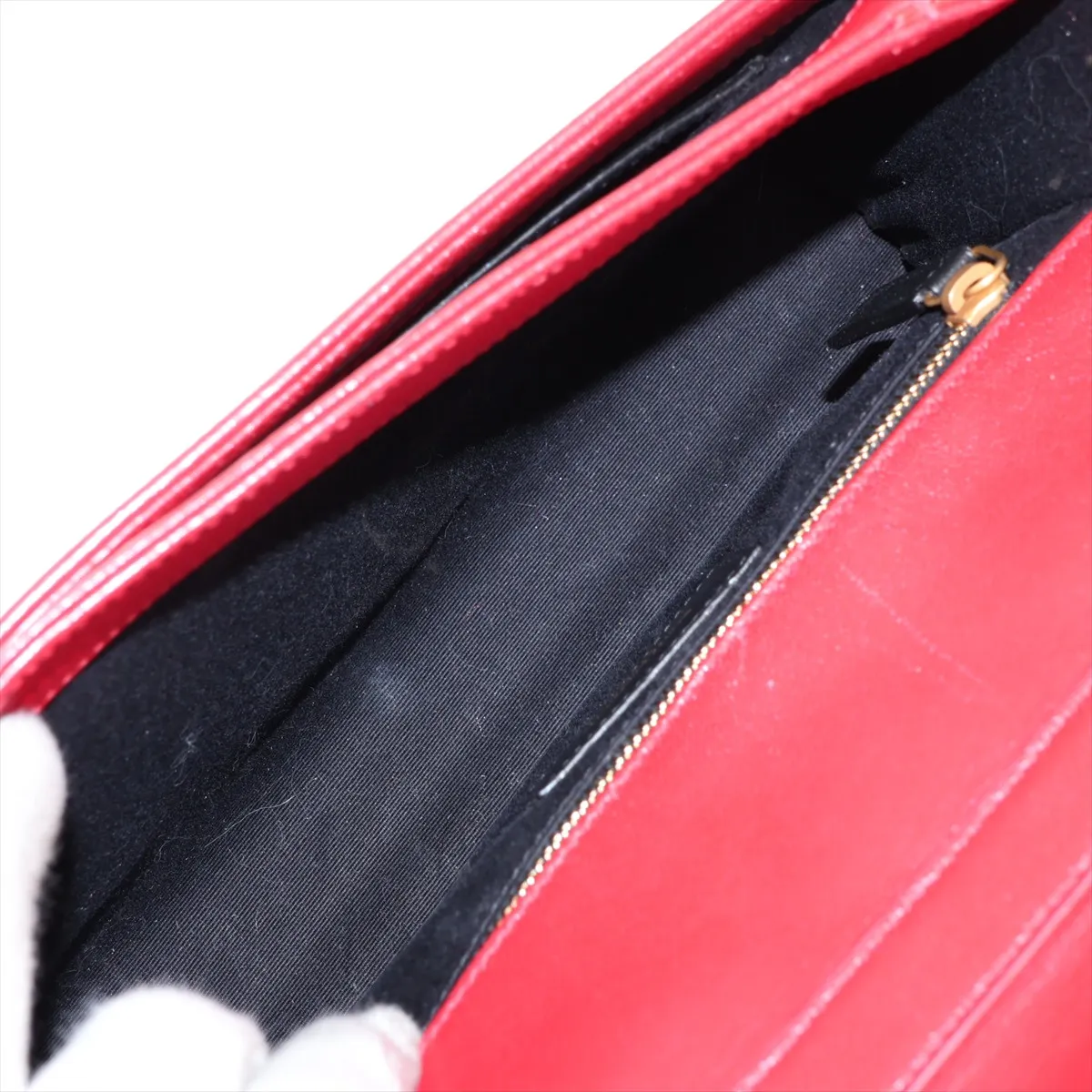 Leather Chain Shoulder Bag, Red, 650769 — view 6