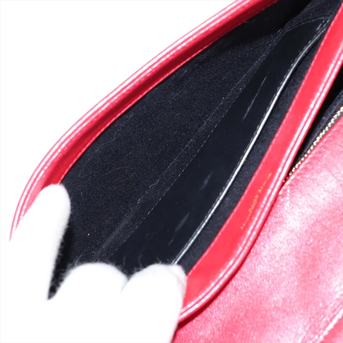 Leather Chain Shoulder Bag, Red, 650769 — view 7