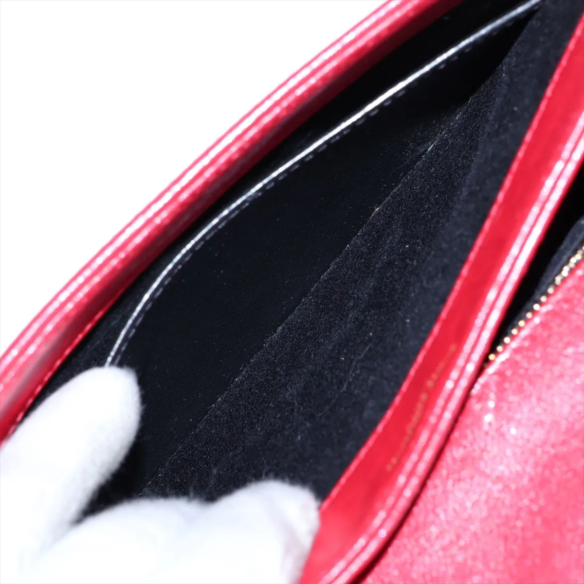 Leather Chain Shoulder Bag, Red, 650769 — view 8