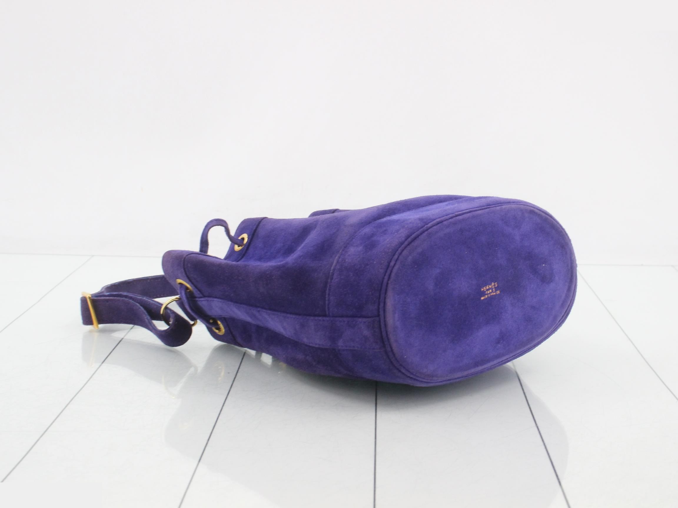 Market drawstring shoulder bag, suede, purple — view 5