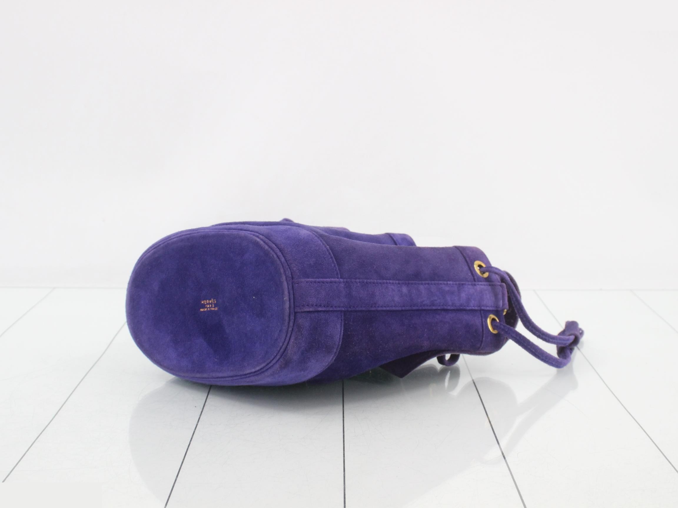 Market drawstring shoulder bag, suede, purple — view 6