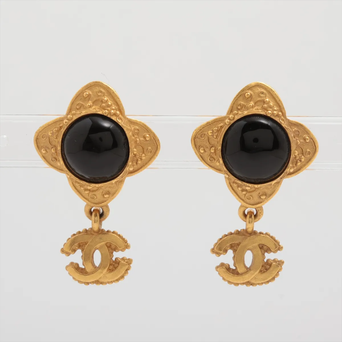 Coco Mark 96A Earrings (Pair) GP Black x Gold