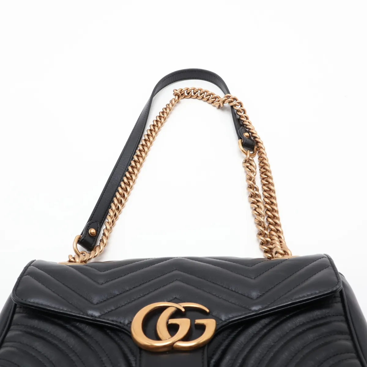 GG Marmont Leather Chain Shoulder Bag, Black, 443497 — view 6