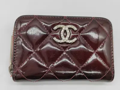Matelassé Card Case, Series 19, Enamel, Bordeaux, Card Case