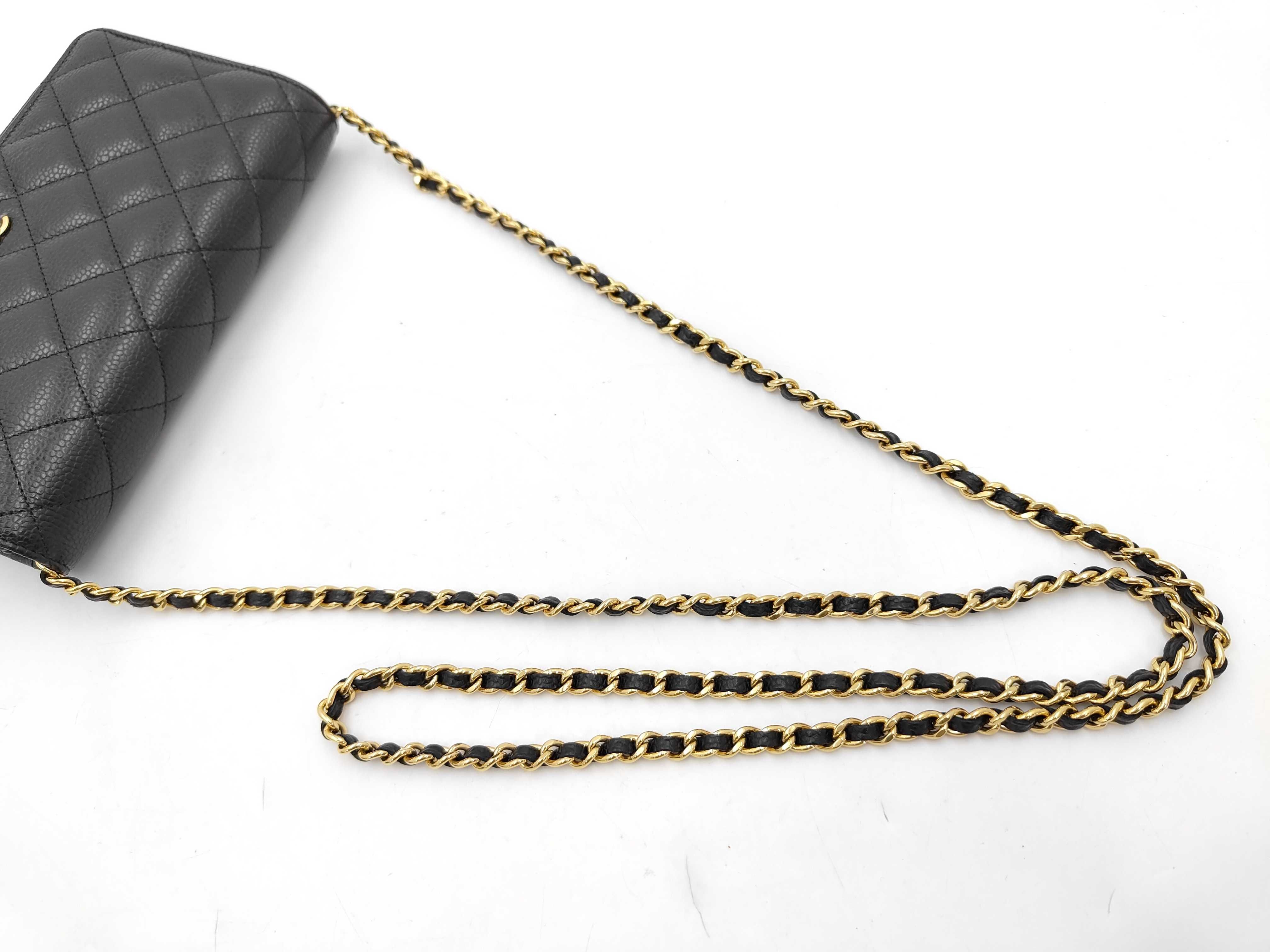 Matelassé Chain Wallet Caviar Skin Shoulder Bag — view 3