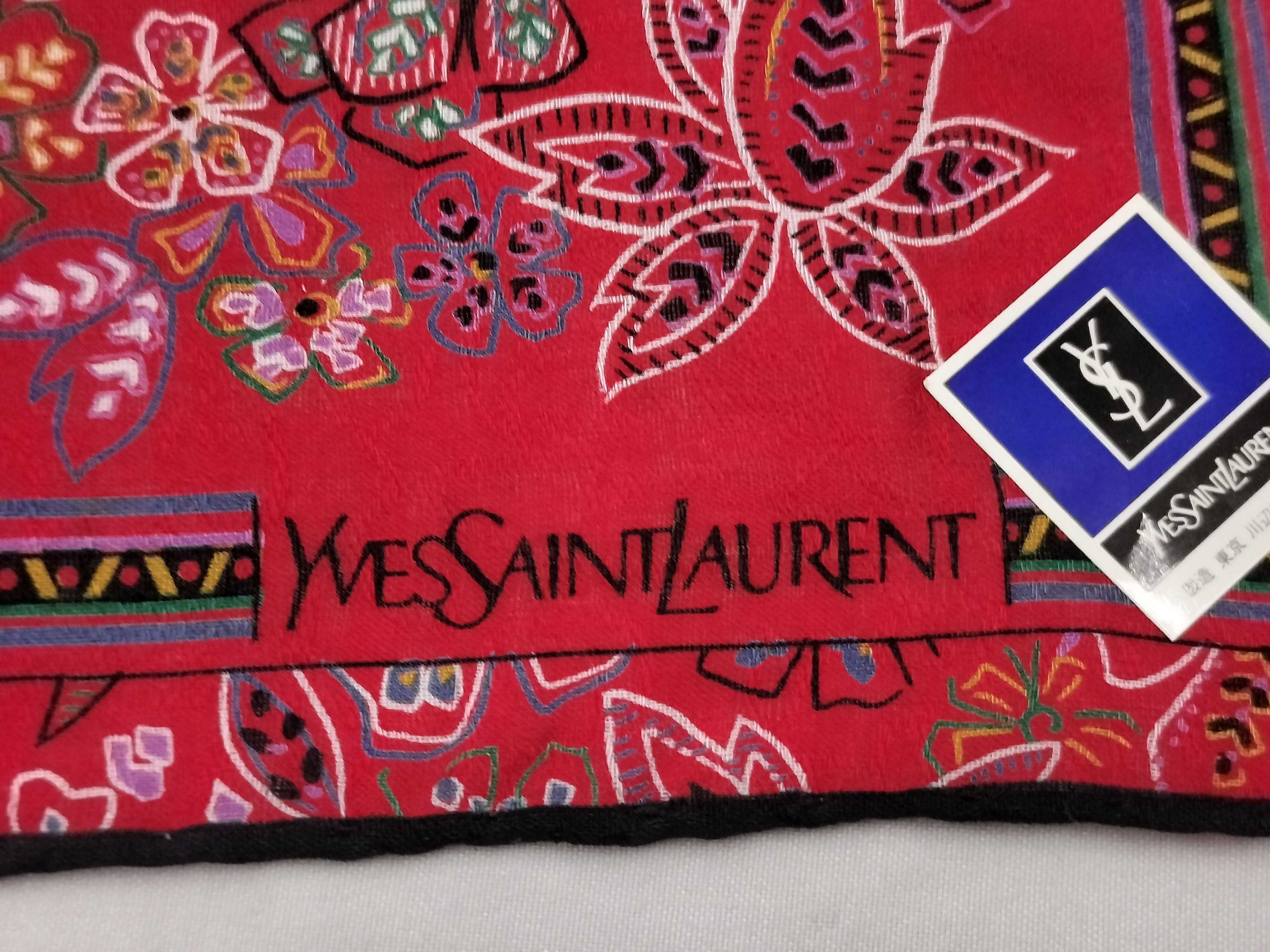 handkerchief/scarf with sticker, paisley pattern, red, and other accessories. — view 3