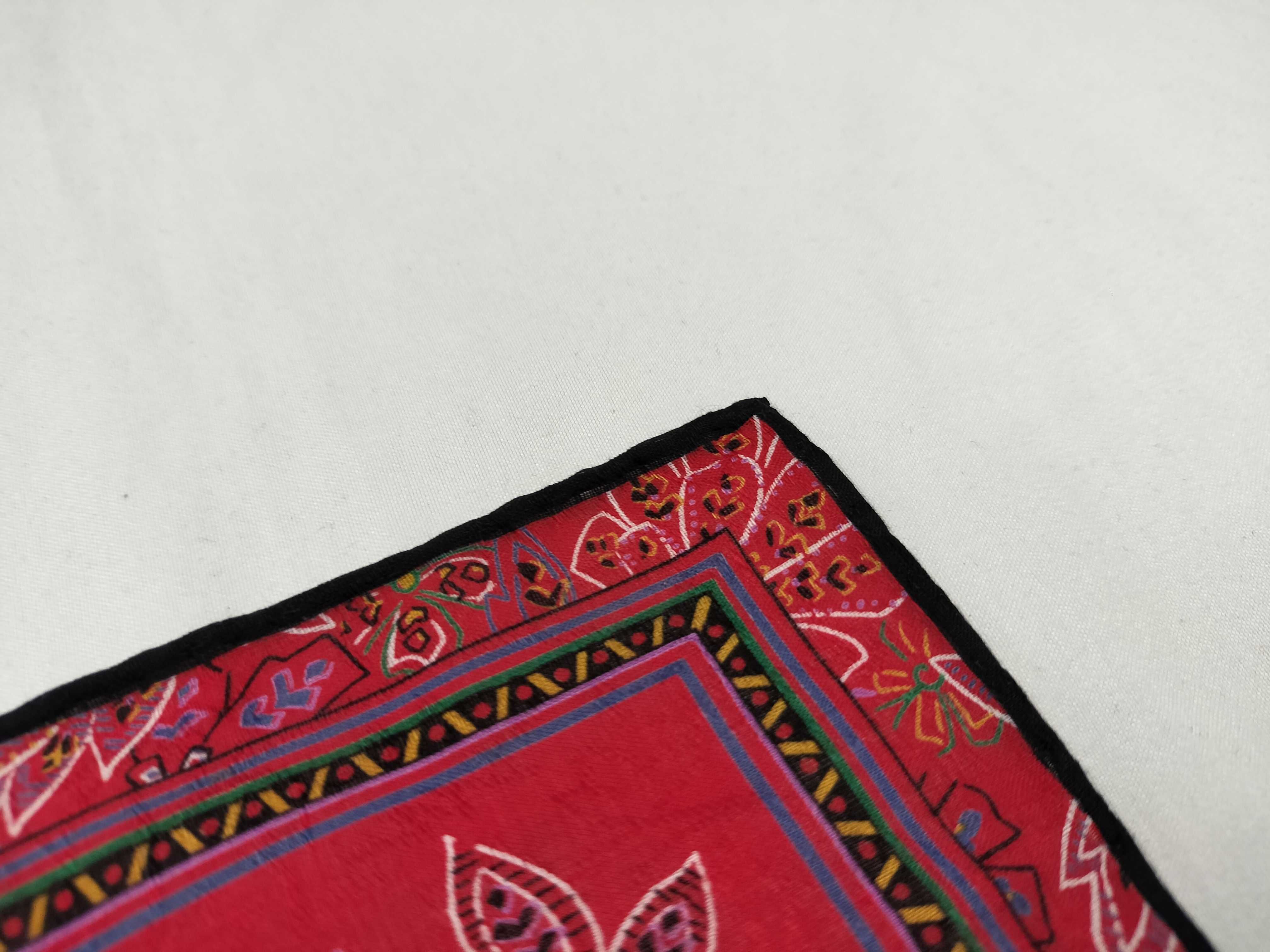 handkerchief/scarf with sticker, paisley pattern, red, and other accessories. — view 5