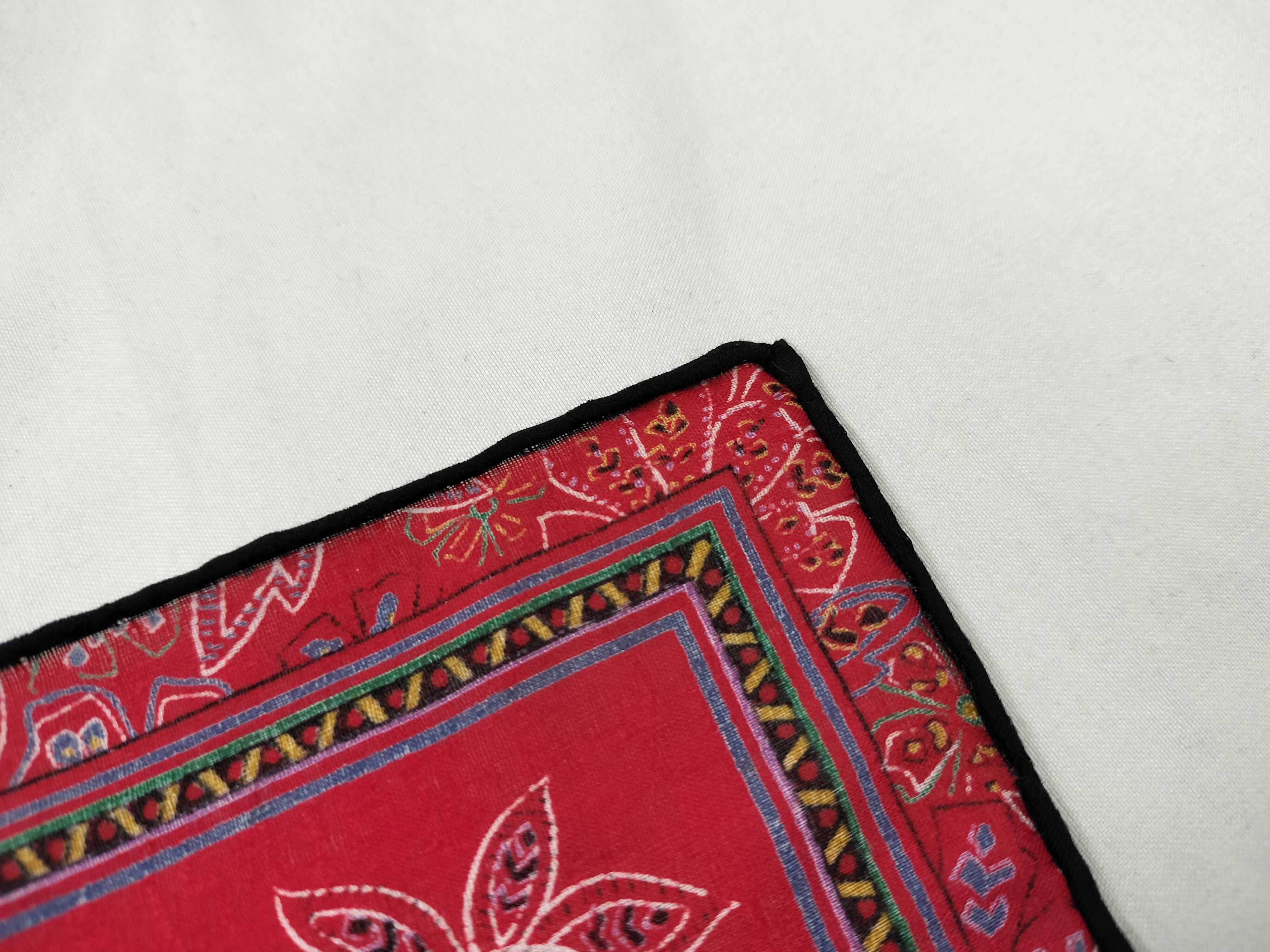 handkerchief/scarf with sticker, paisley pattern, red, and other accessories. — view 6
