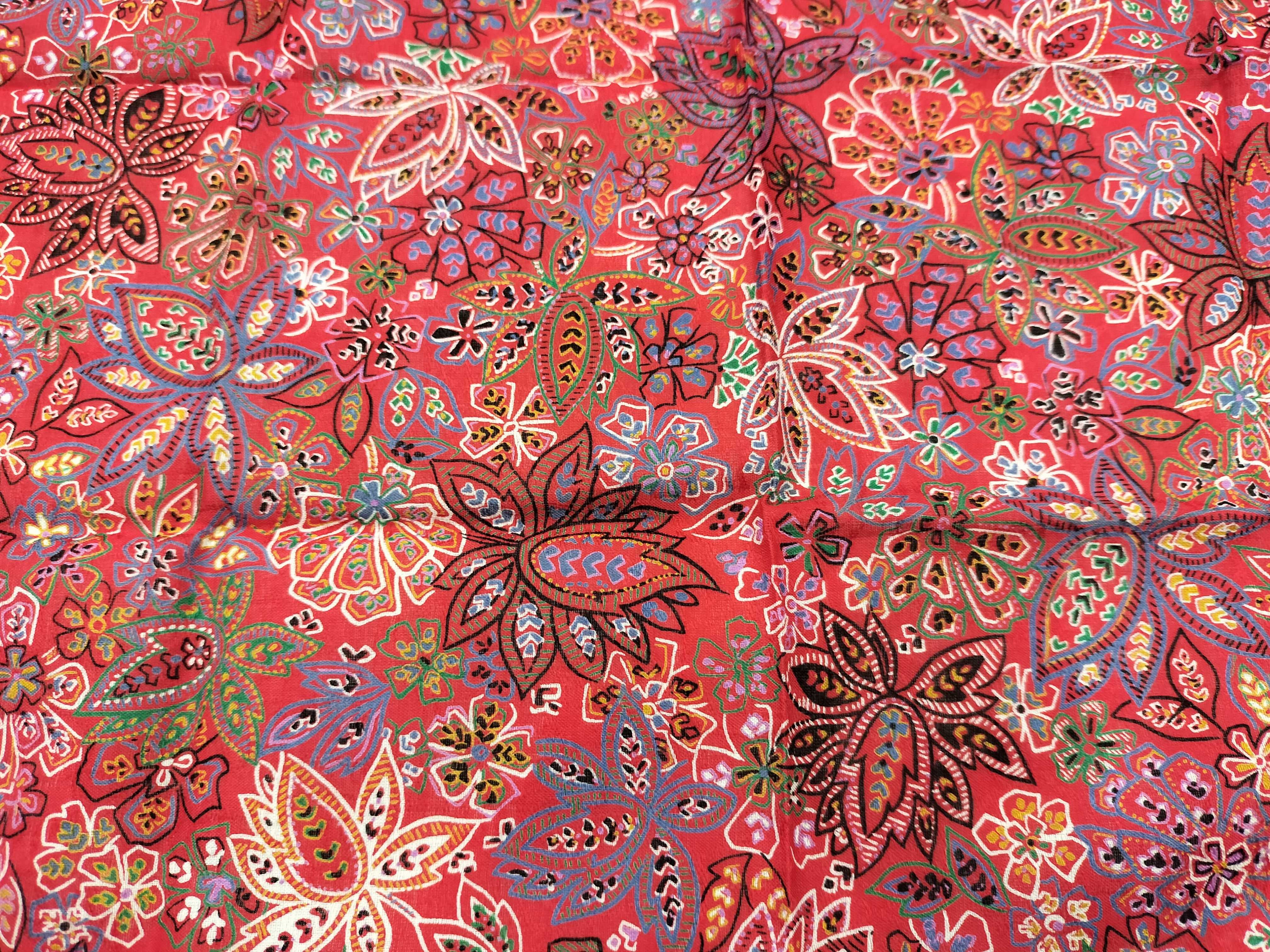 handkerchief/scarf with sticker, paisley pattern, red, and other accessories. — view 7