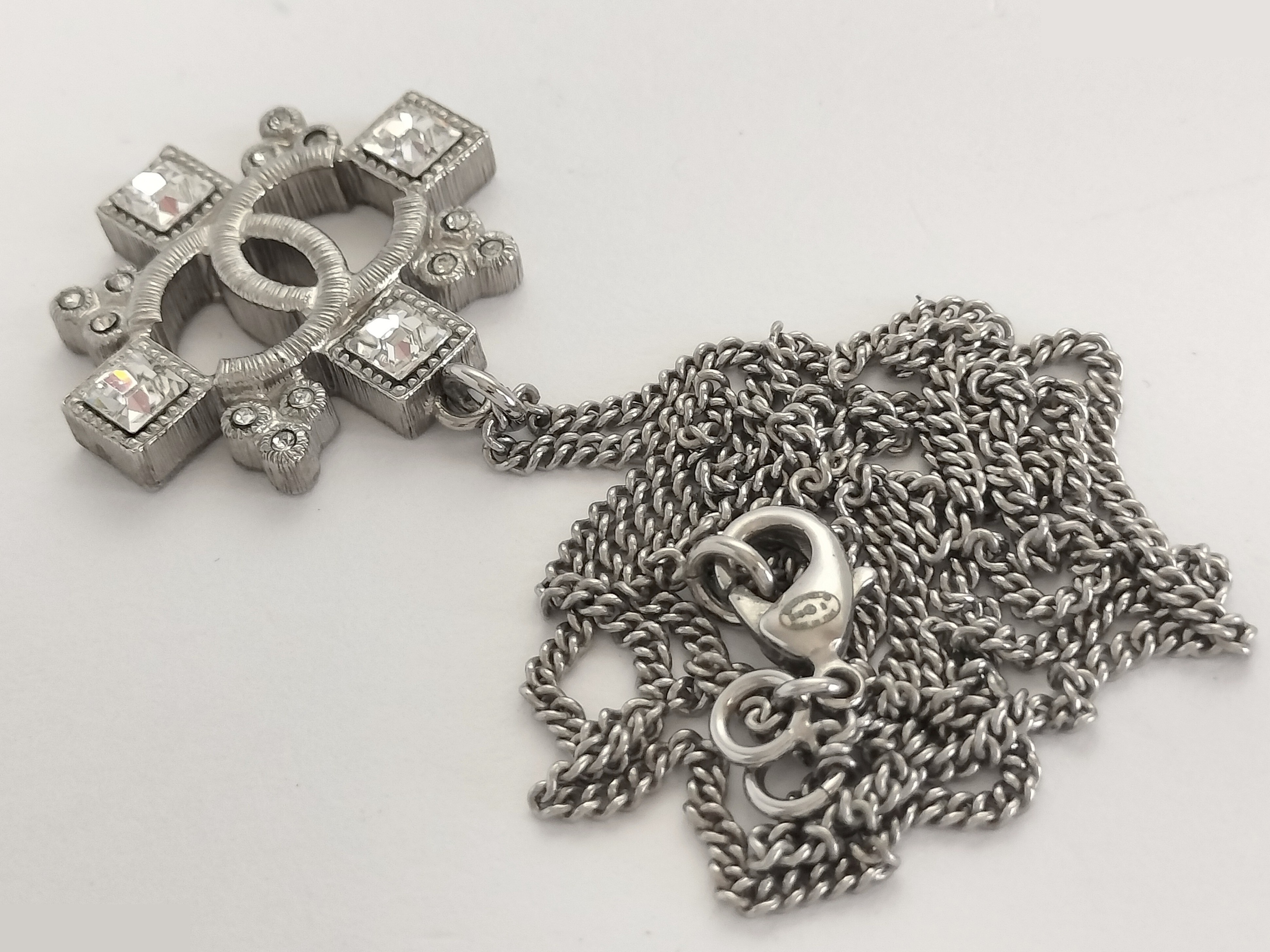 Coco Rhinestone Silver Necklace B15B — view 8