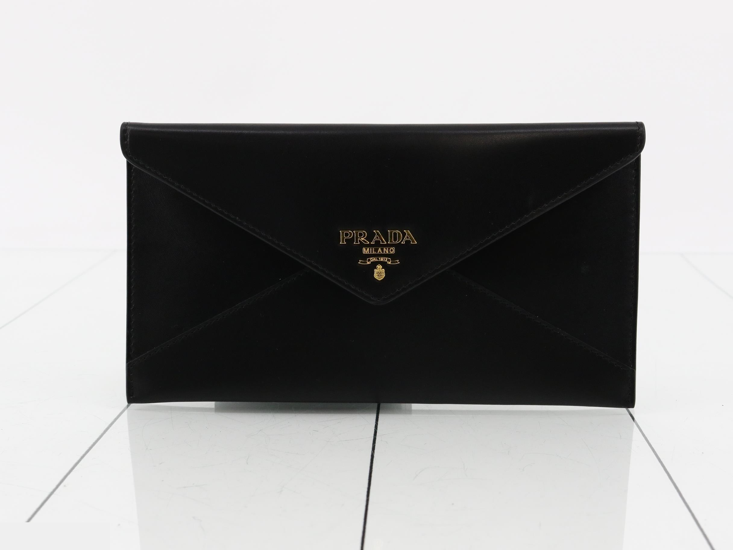 Box calf leather pouch/document case, black