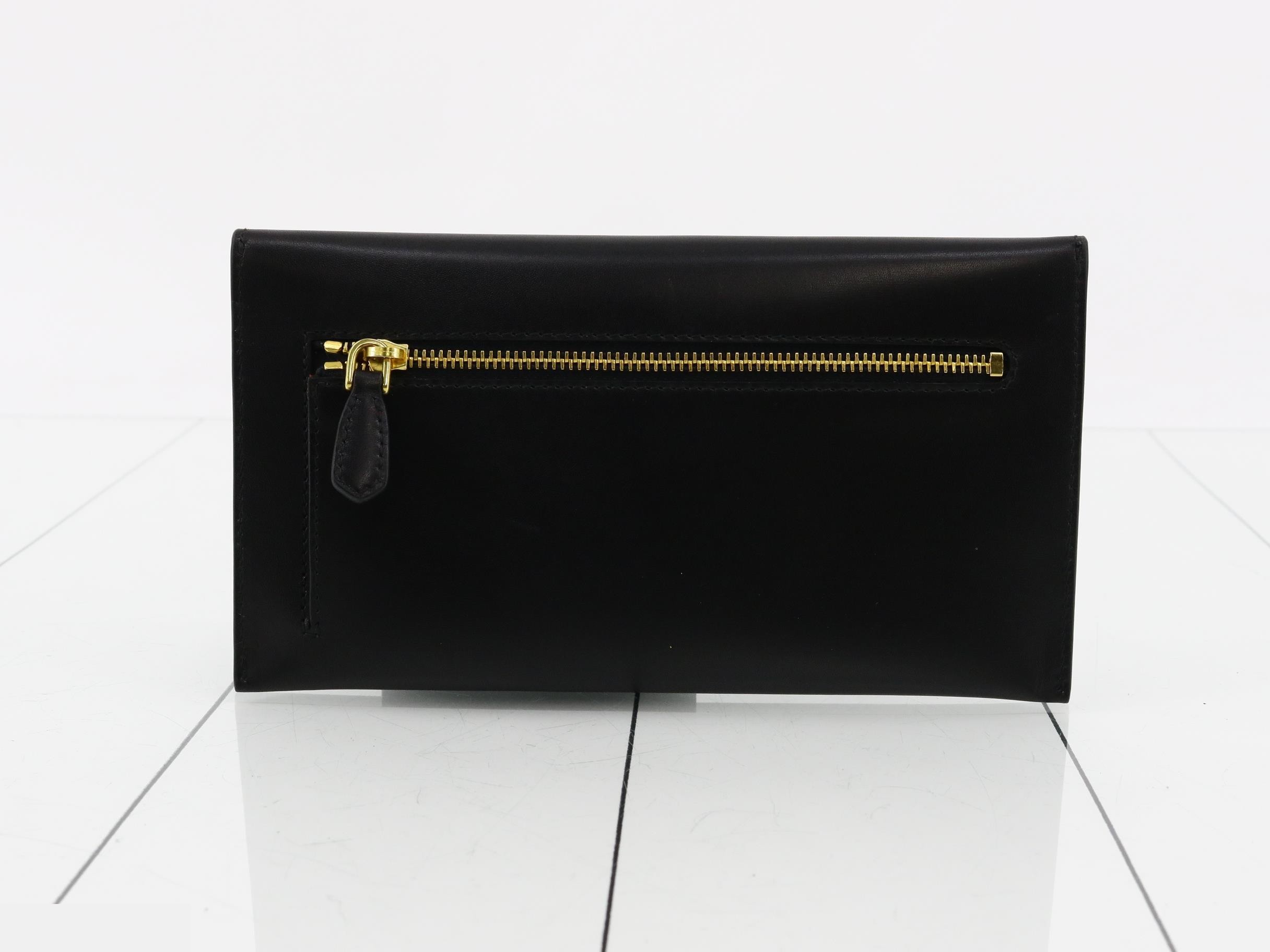 Box calf leather pouch/document case, black — view 2