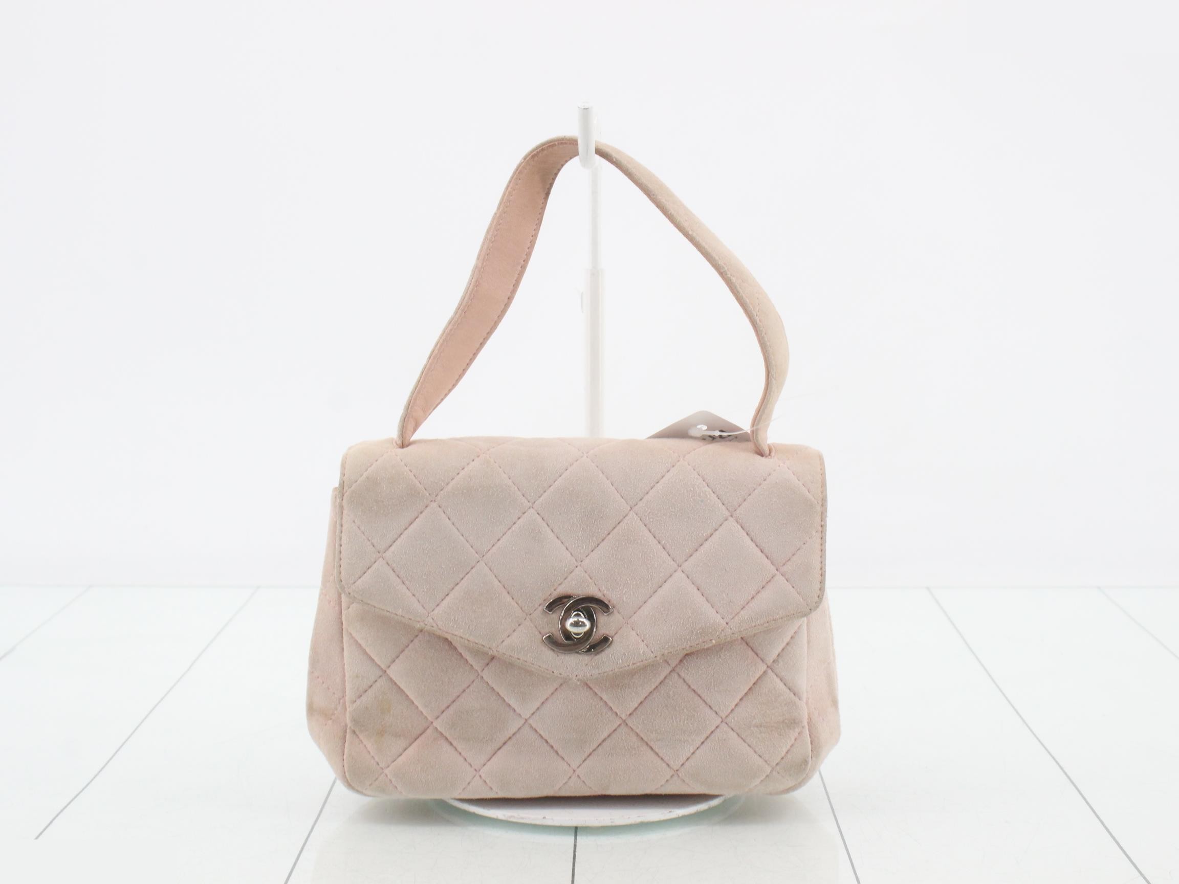 Matelassé suede handbag