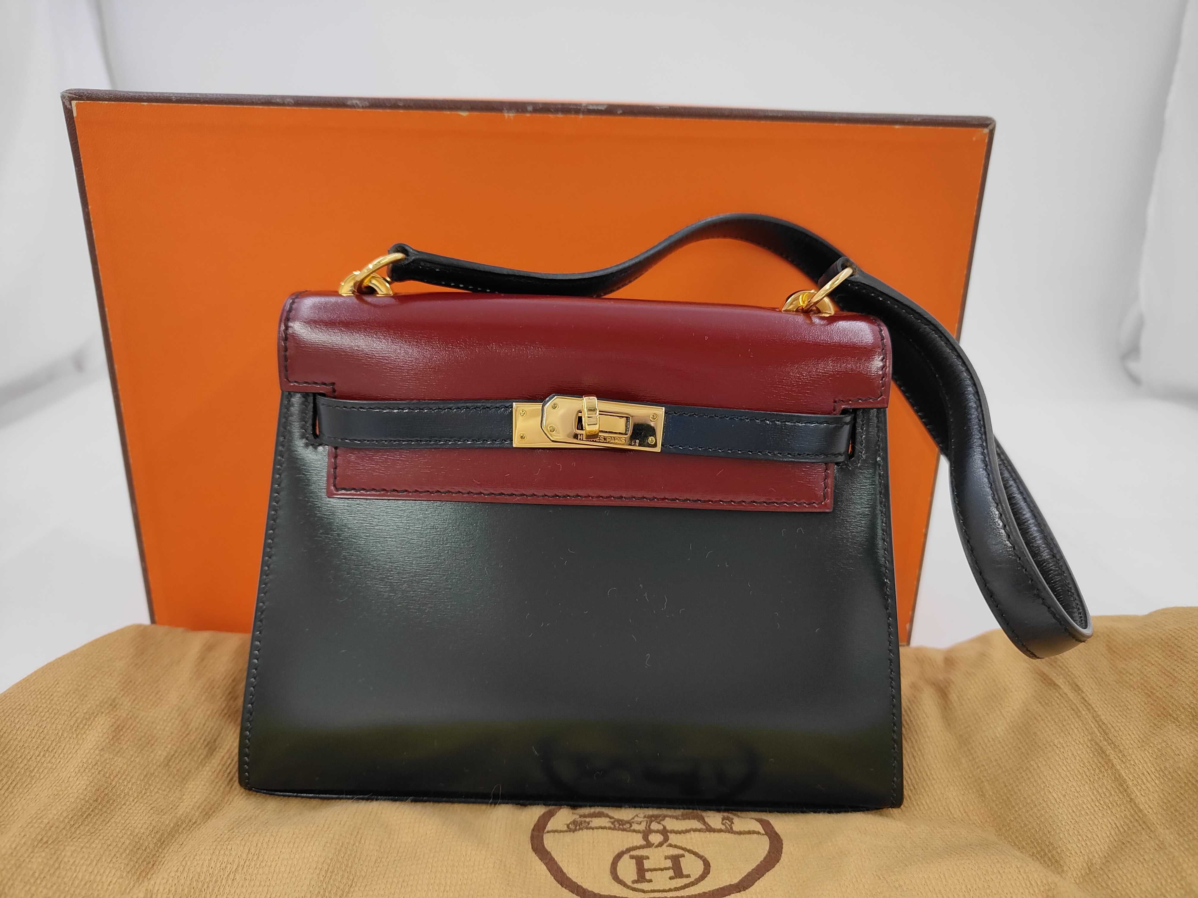 Mini Kelly 20 Box Calf Tricolor Gold Hardware S Stamp Shoulder Bag