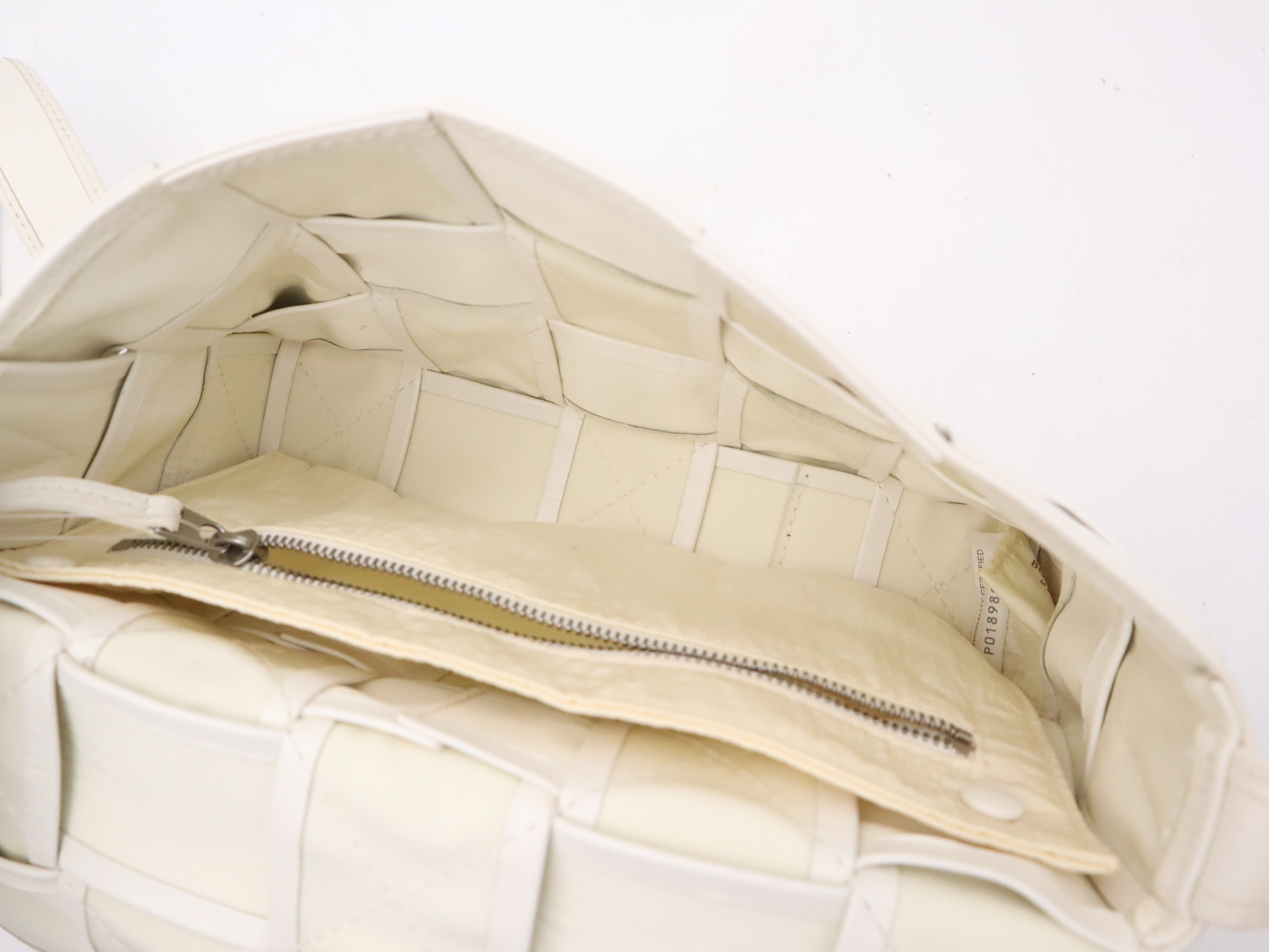 Leather Intrecciato Cassette Shoulder Bag, White, RFID Detected, P01898989M Shoulder Bag — view 11