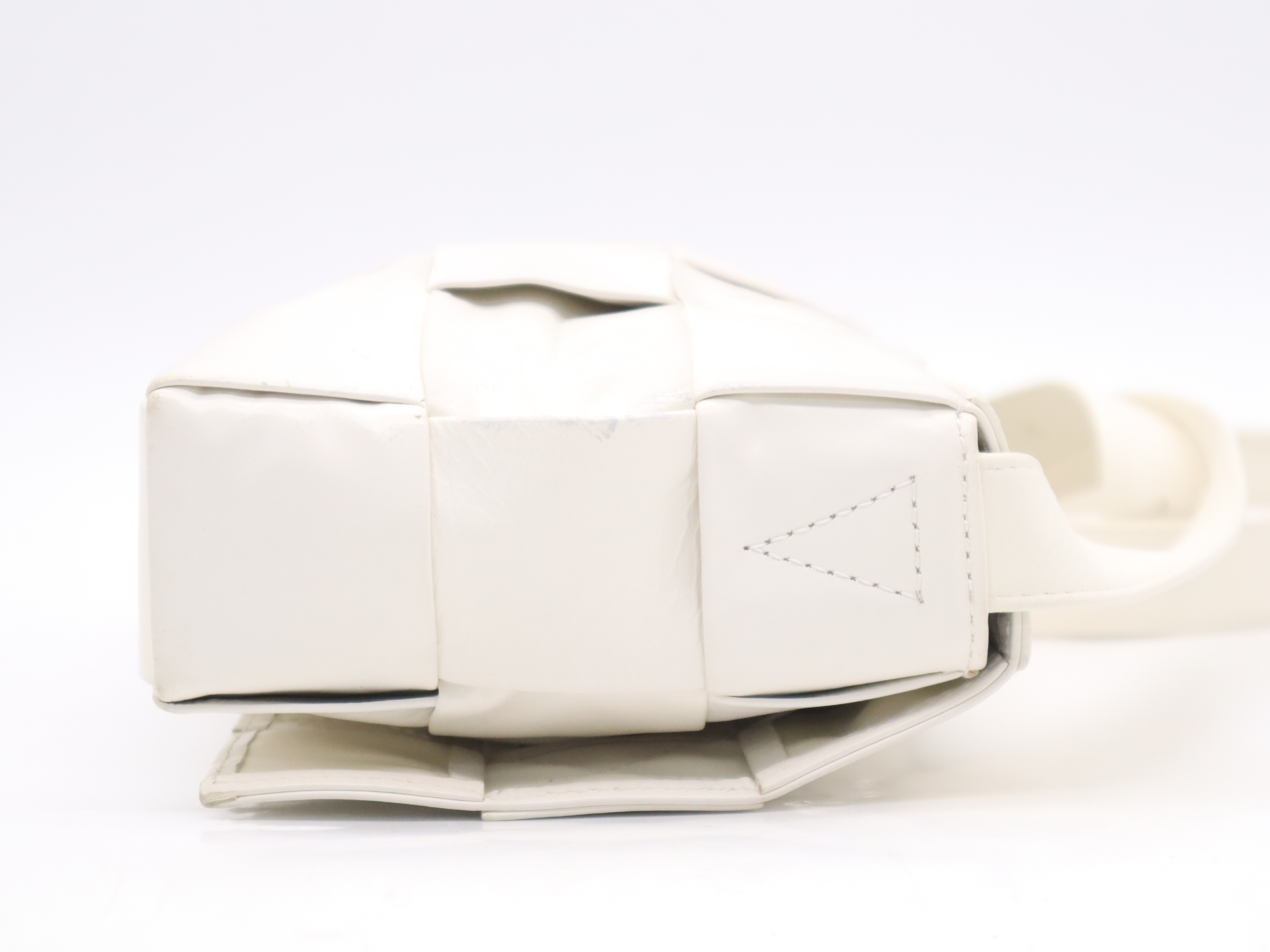 Leather Intrecciato Cassette Shoulder Bag, White, RFID Detected, P01898989M Shoulder Bag — view 5