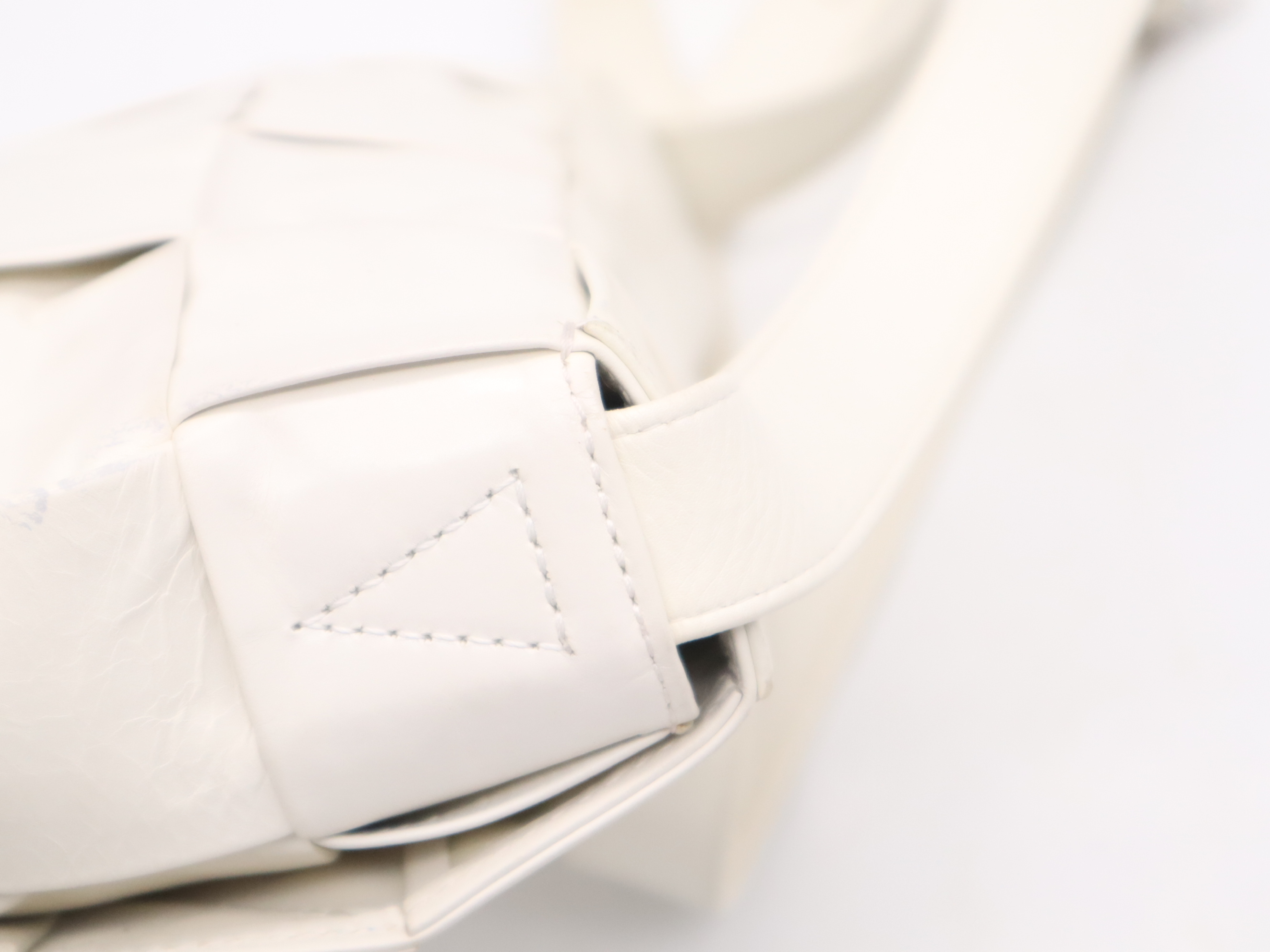 Leather Intrecciato Cassette Shoulder Bag, White, RFID Detected, P01898989M Shoulder Bag — view 7