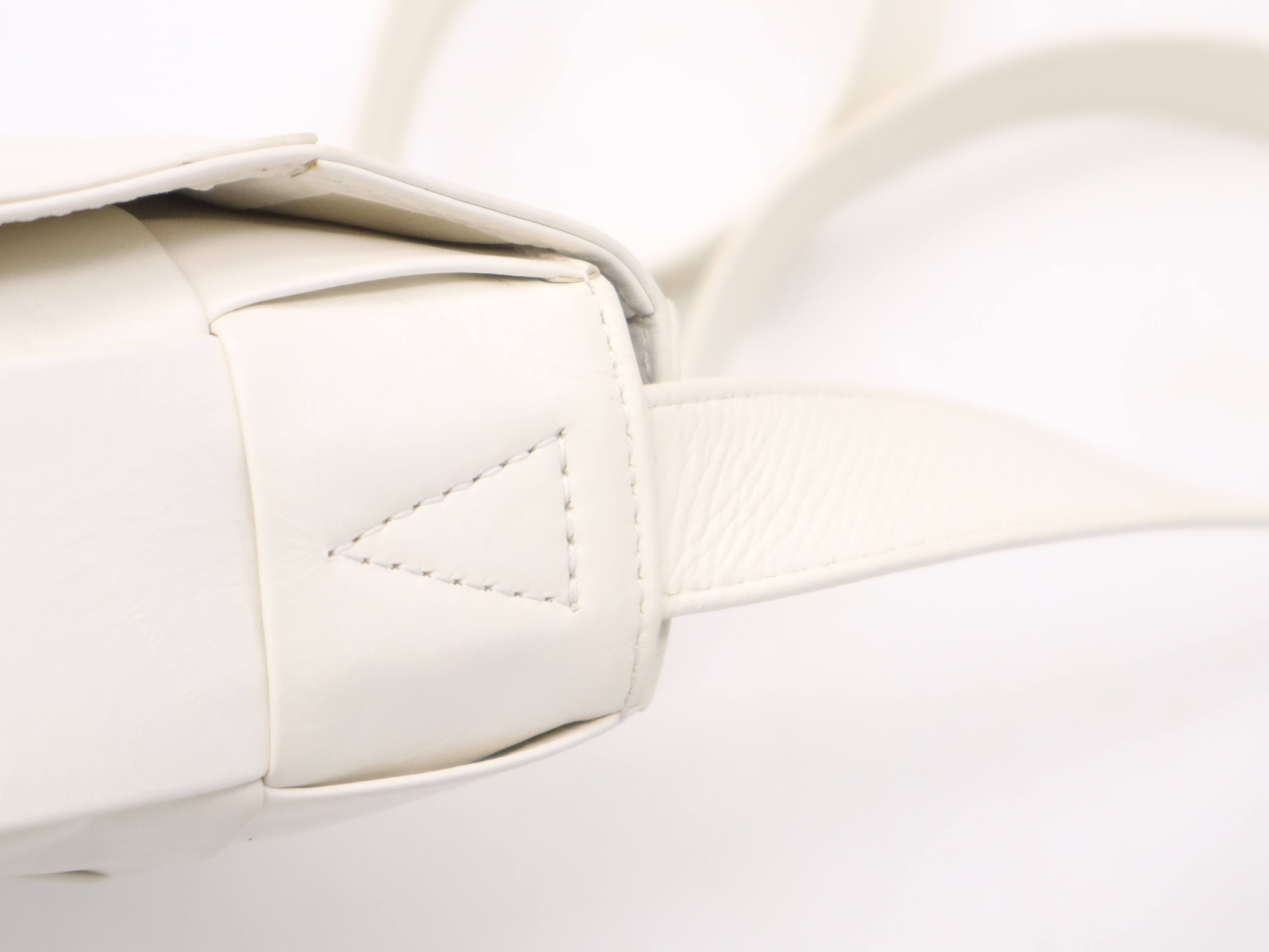 Leather Intrecciato Cassette Shoulder Bag, White, RFID Detected, P01898989M Shoulder Bag — view 8