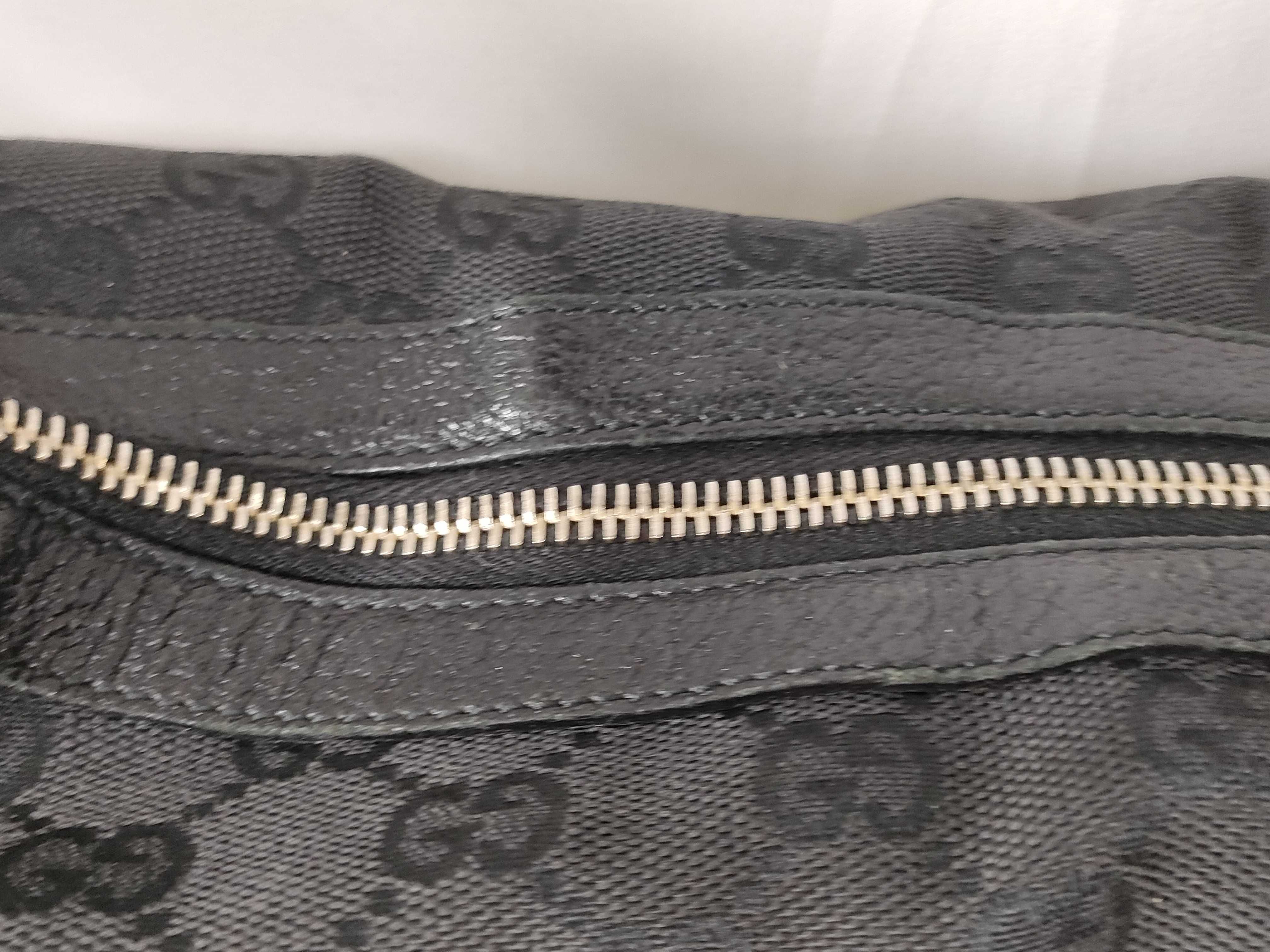 Black Canvas GG Monogram Bamboo Moon Shoulder Bag — view 4