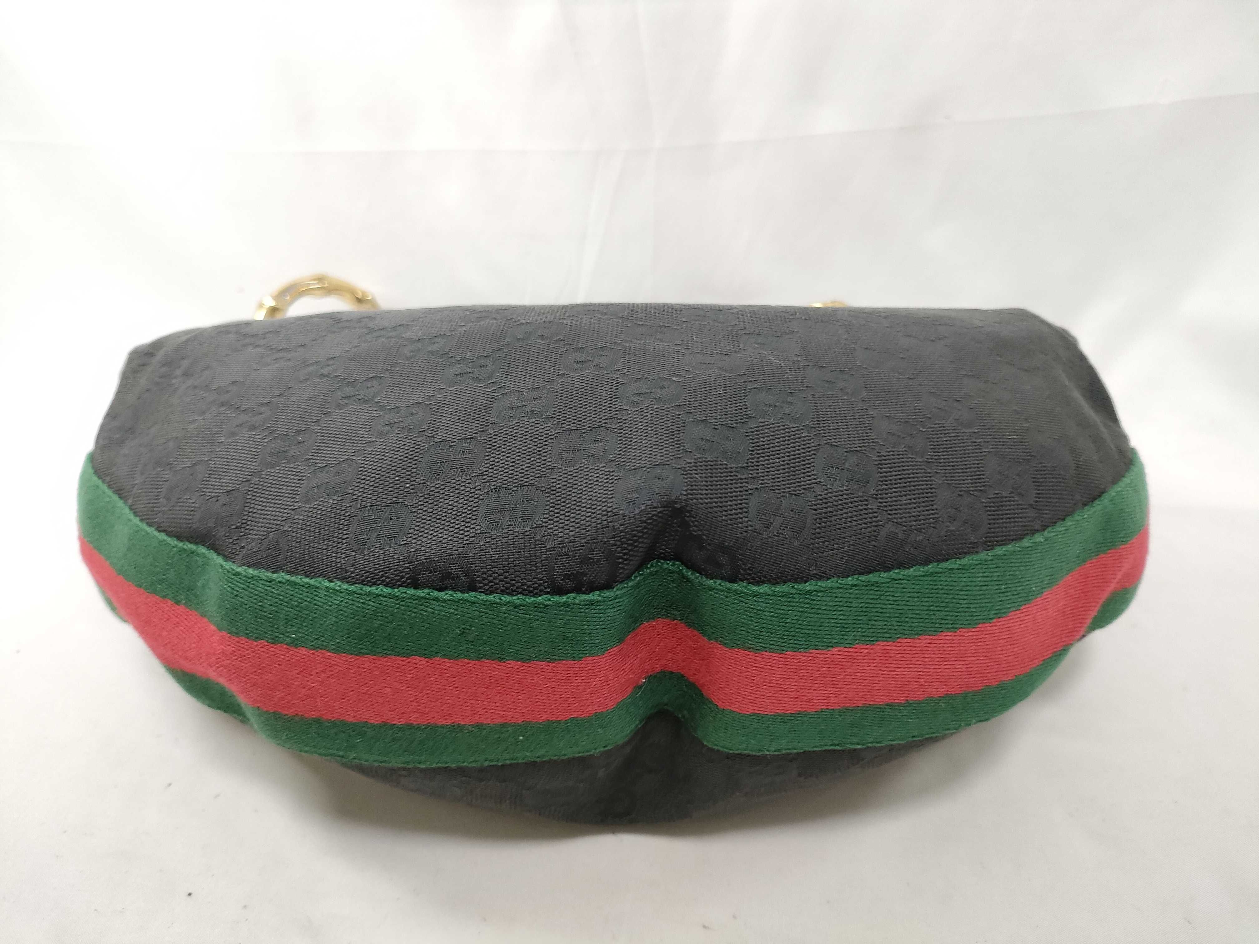 Black Canvas GG Monogram Bamboo Moon Shoulder Bag — view 7
