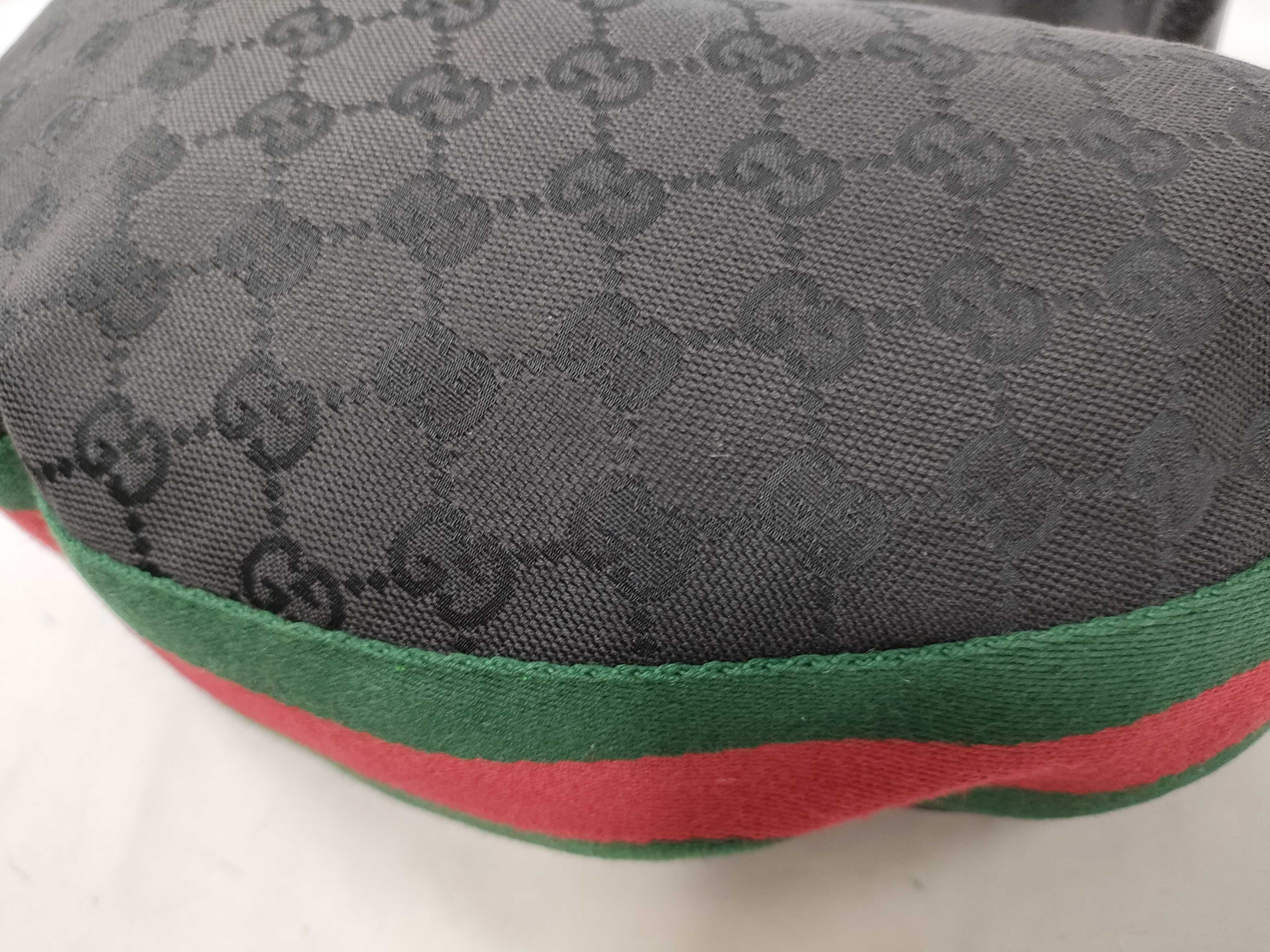Black Canvas GG Monogram Bamboo Moon Shoulder Bag — view 8