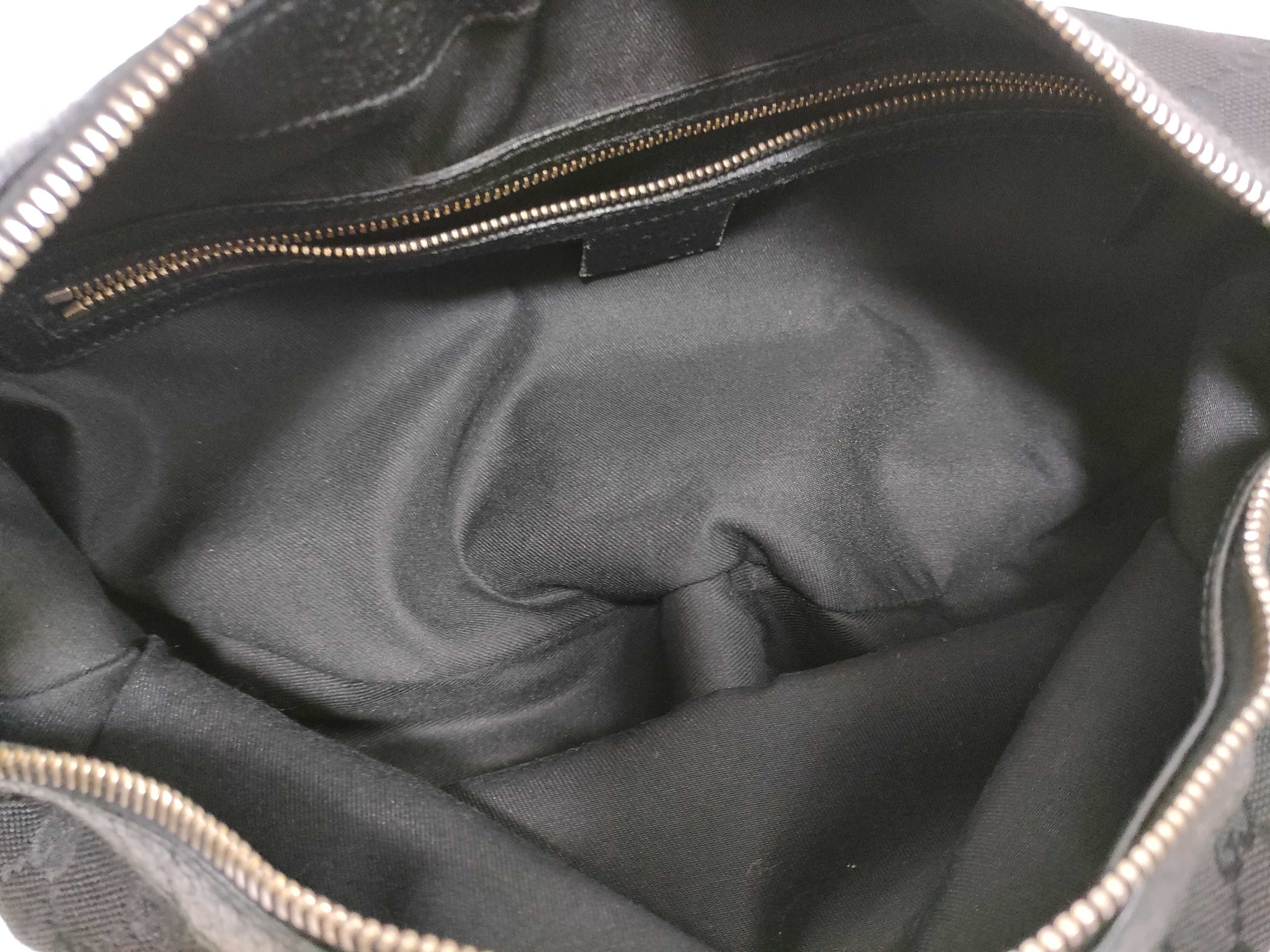 Black Canvas GG Monogram Bamboo Moon Shoulder Bag — view 9