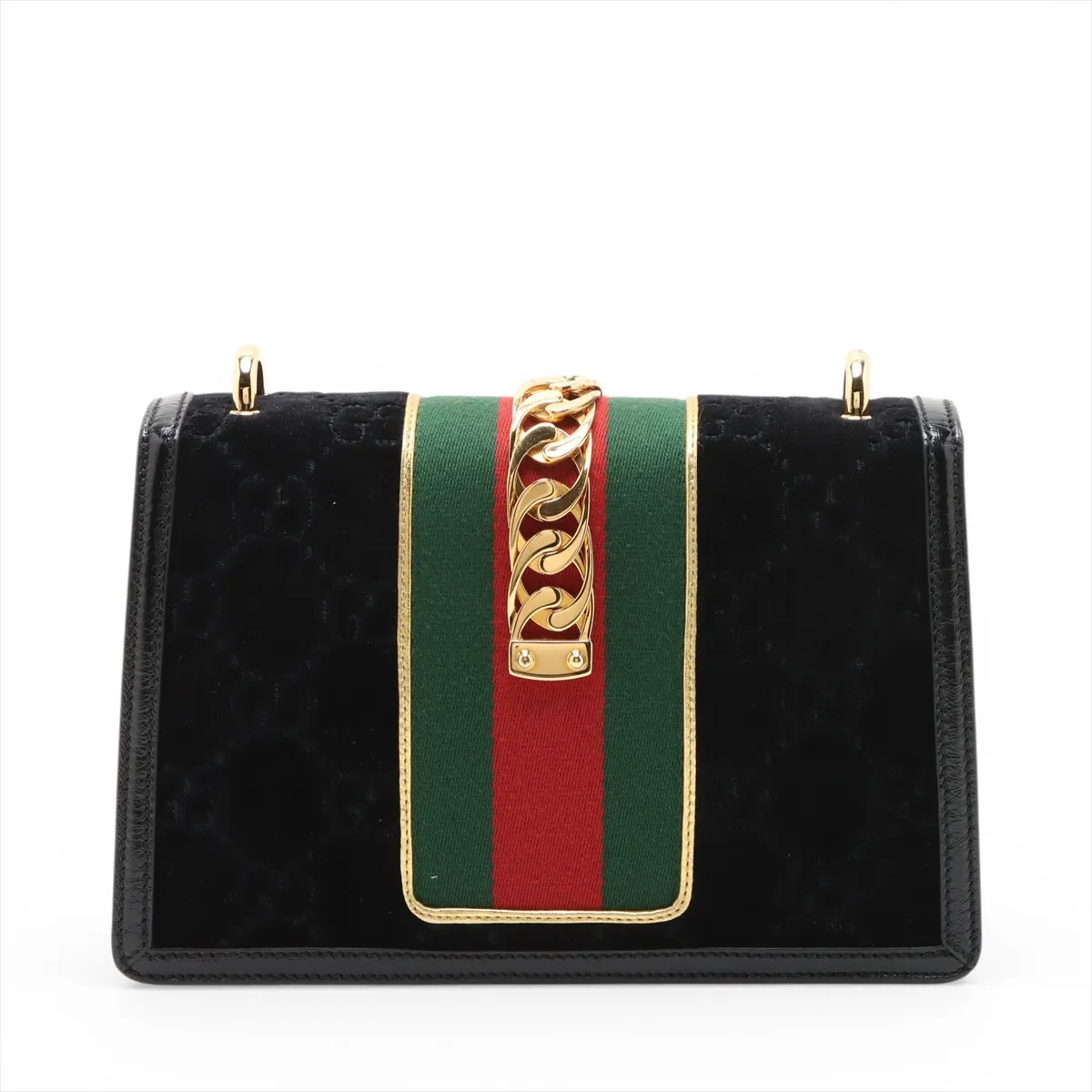 GG Velvet Velour x Leather Shoulder Bag, Black 524405 — view 2