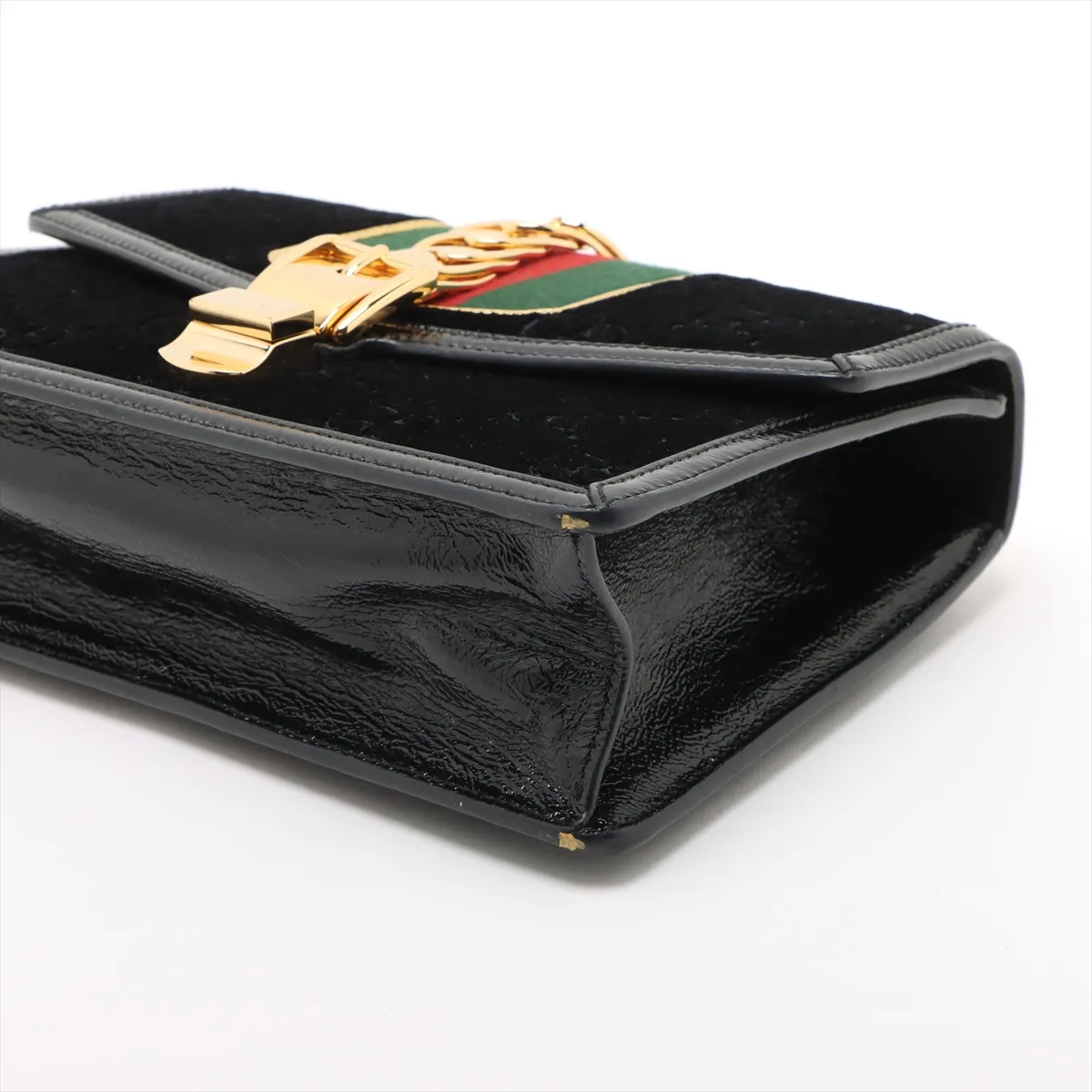 GG Velvet Velour x Leather Shoulder Bag, Black 524405 — view 3