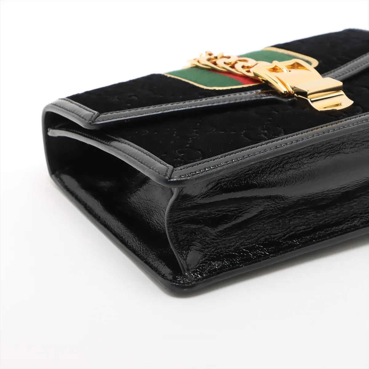 GG Velvet Velour x Leather Shoulder Bag, Black 524405 — view 4