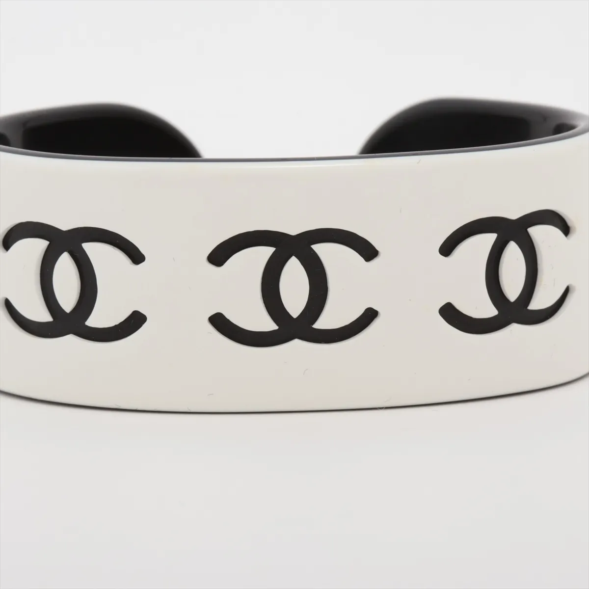 Coco Mark 02P Bangle, Plastic, Black x White. Shows signs of wear, — view 3