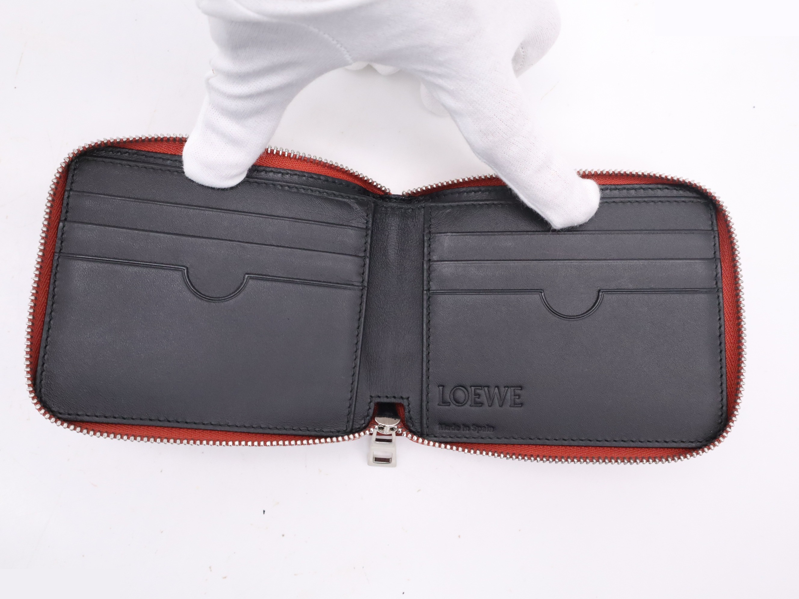 Leather Anagram Wallet, Red — view 6