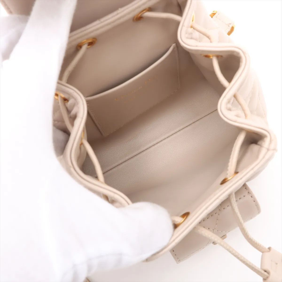 Macro Cannage Caro Backpack Nano Leather Backpack/Rucksack Beige Lucky Star — view 7