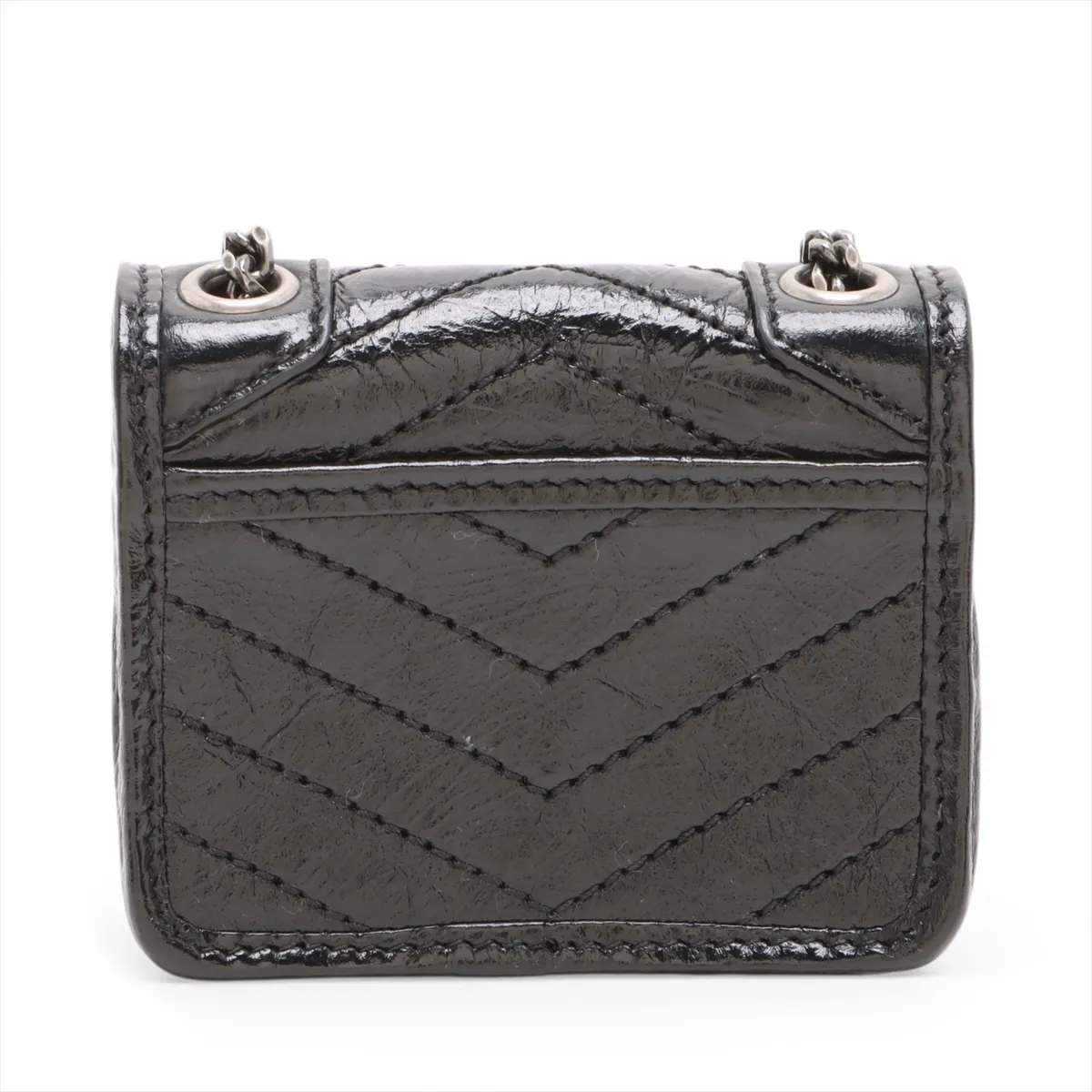 Leather Chain Shoulder Bag, Black, 710844 — view 2