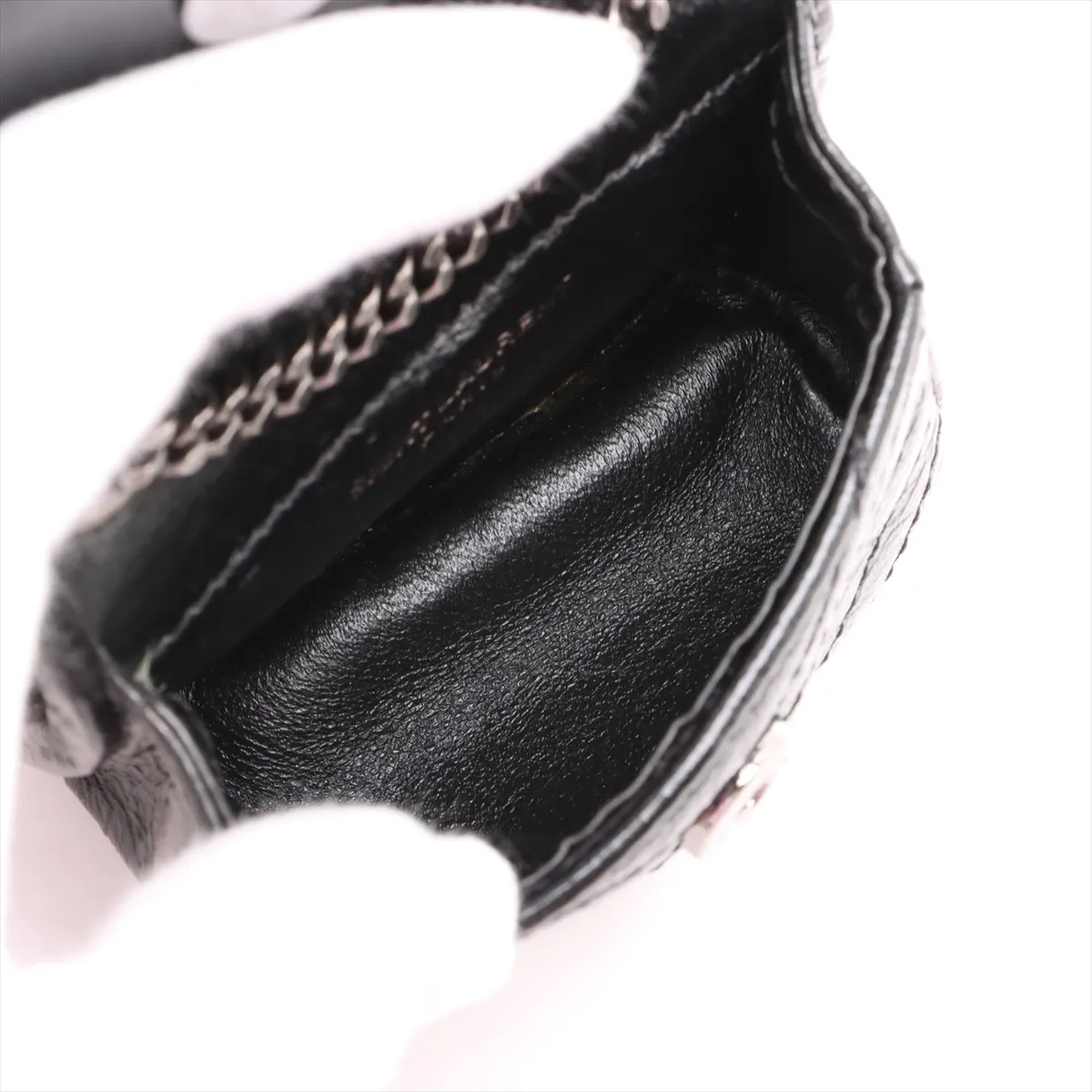 Leather Chain Shoulder Bag, Black, 710844 — view 6