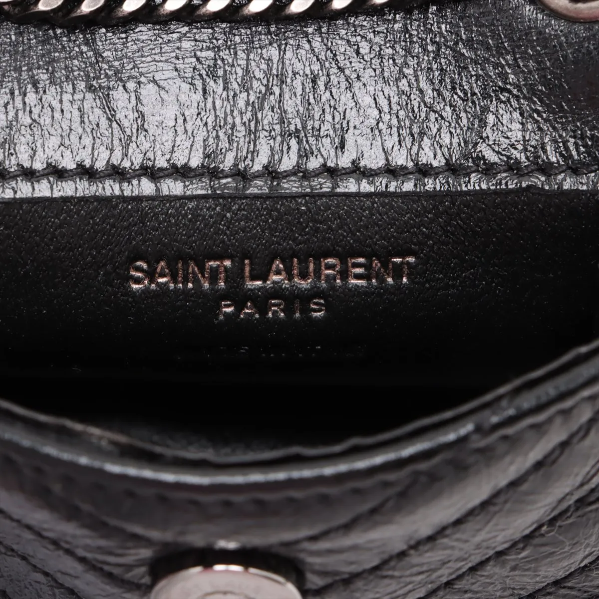 Leather Chain Shoulder Bag, Black, 710844 — view 7