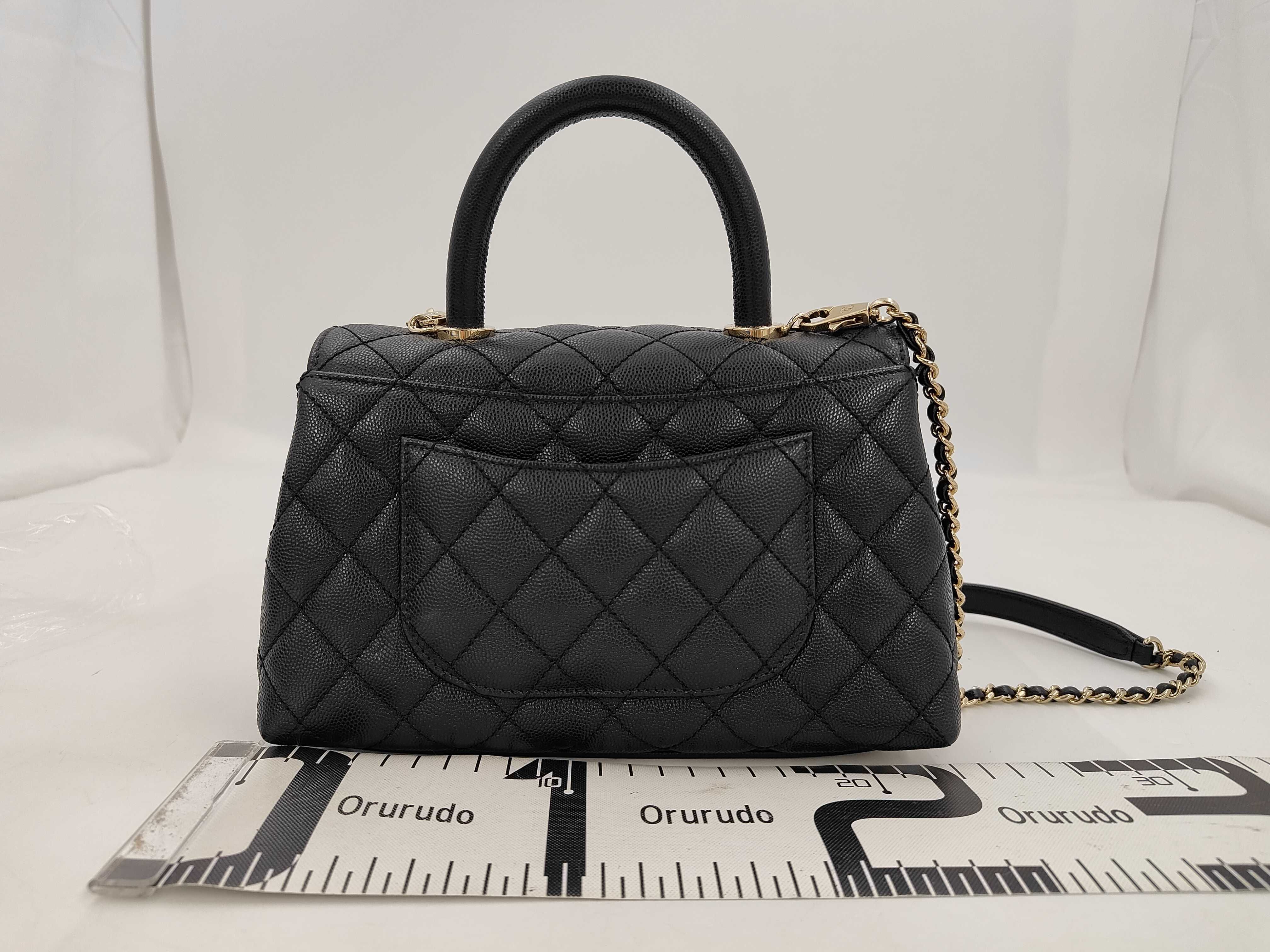 Matelassé Caviar Skin Coco Handle Black 2-way Chain Shoulder Bag — view 2