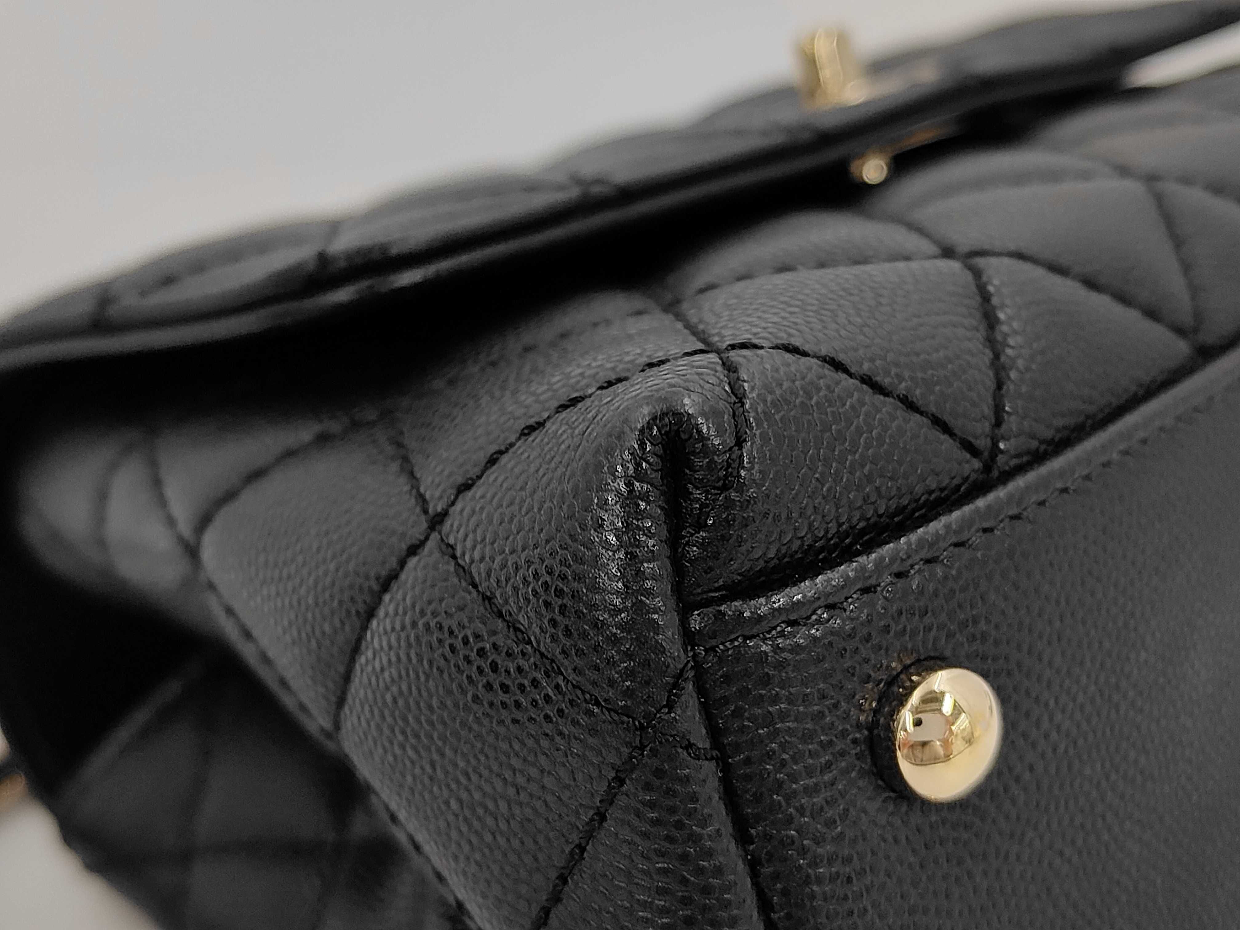 Matelassé Caviar Skin Coco Handle Black 2-way Chain Shoulder Bag — view 6