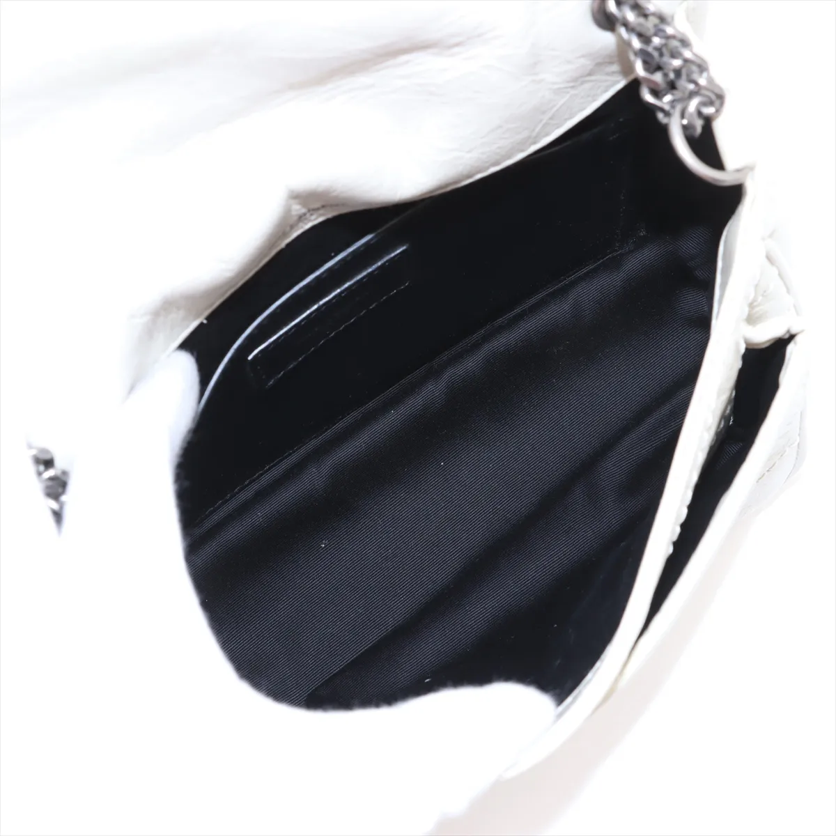Niki Leather Chain Shoulder Bag, White, 633158 — view 7